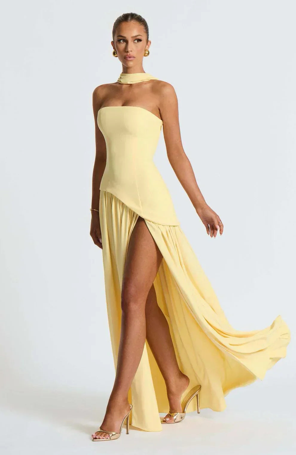 Strapless Matte Maxi Dress Women UK – Sculpted Gown, Formal Occasion Evening