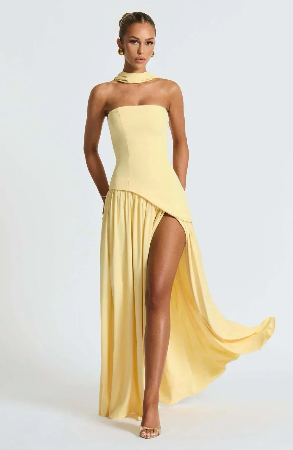 Strapless Matte Maxi Dress Women UK – Sculpted Gown, Formal Occasion Evening
