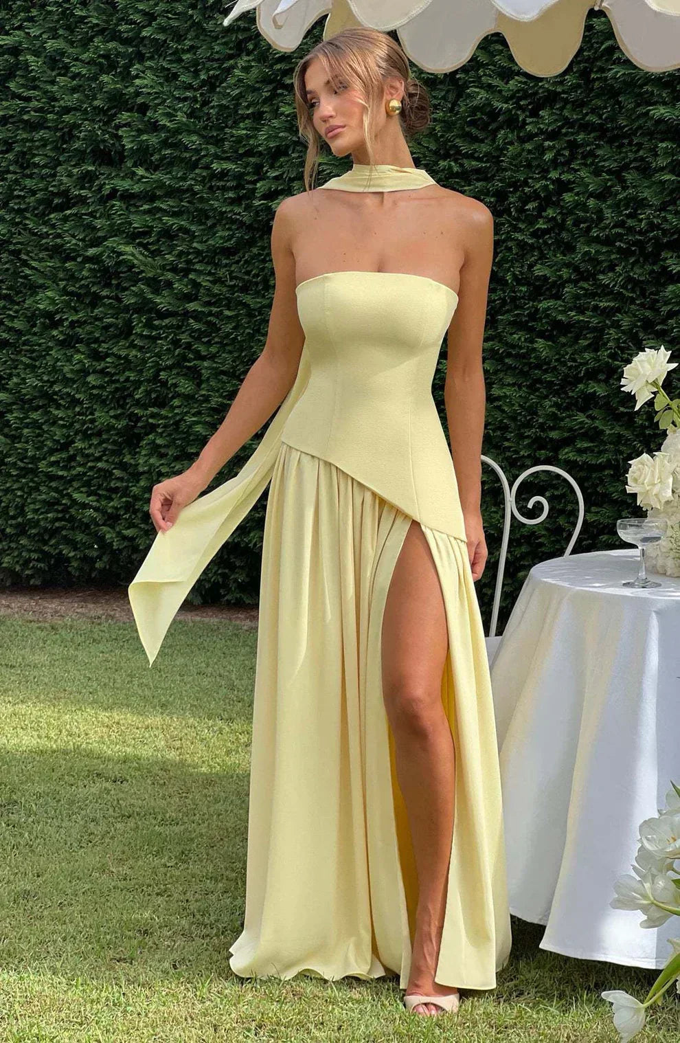 Strapless Matte Maxi Dress Women UK – Sculpted Gown, Formal Occasion Evening