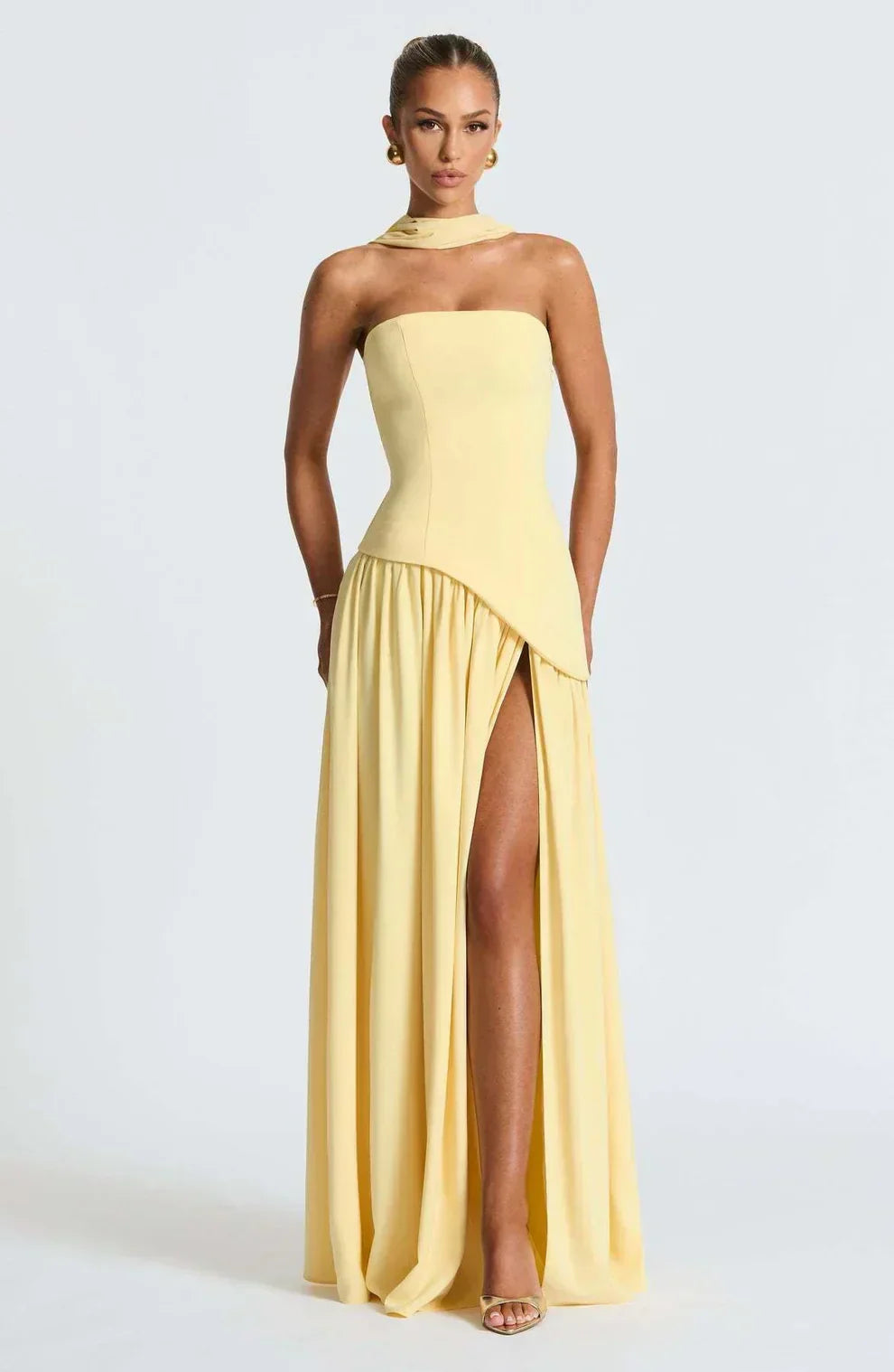 Strapless Matte Maxi Dress Women UK – Sculpted Gown, Formal Occasion Evening