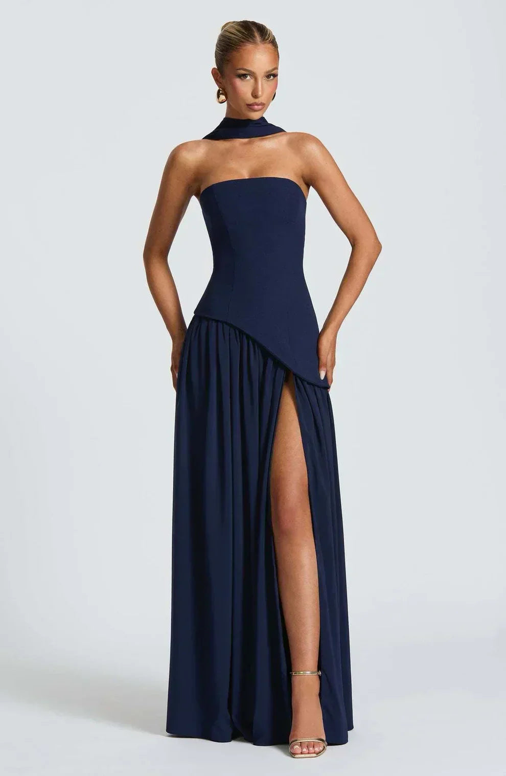 Strapless Matte Maxi Dress Women UK – Sculpted Gown, Formal Occasion Evening