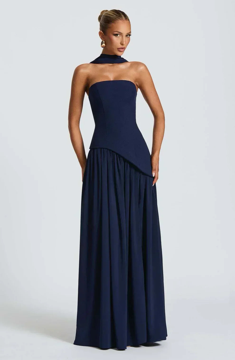 Strapless Matte Maxi Dress Women UK – Sculpted Gown, Formal Occasion Evening