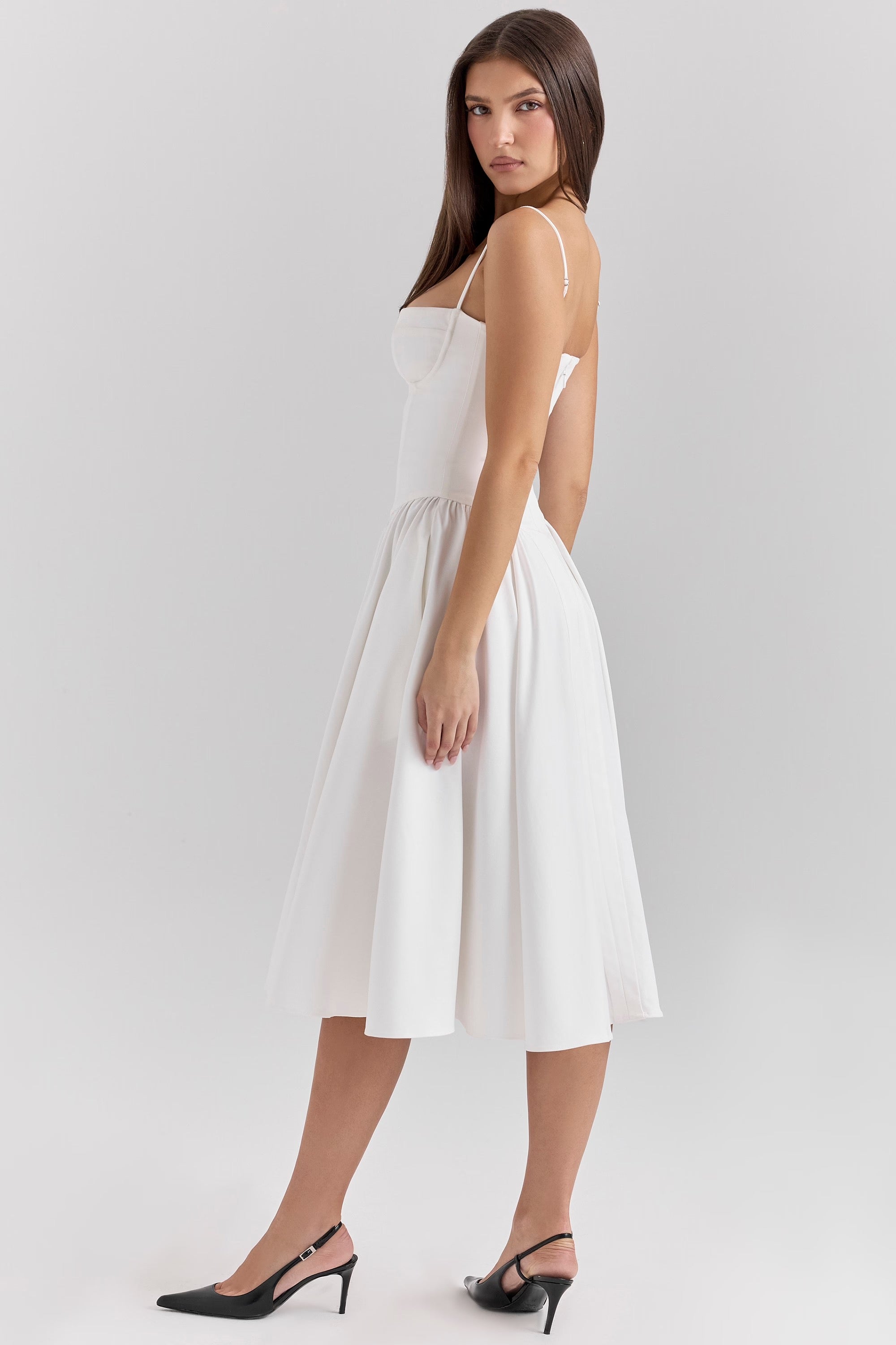 Black Twill Underwired Sweetheart Midi Dress Women UK – Evening Wear Cocktail, Formal Occasion