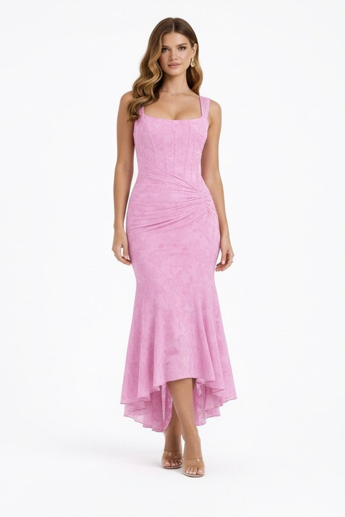 Luminous Neutral Satin Midi Dress Women UK – Evening Wear, Cocktail