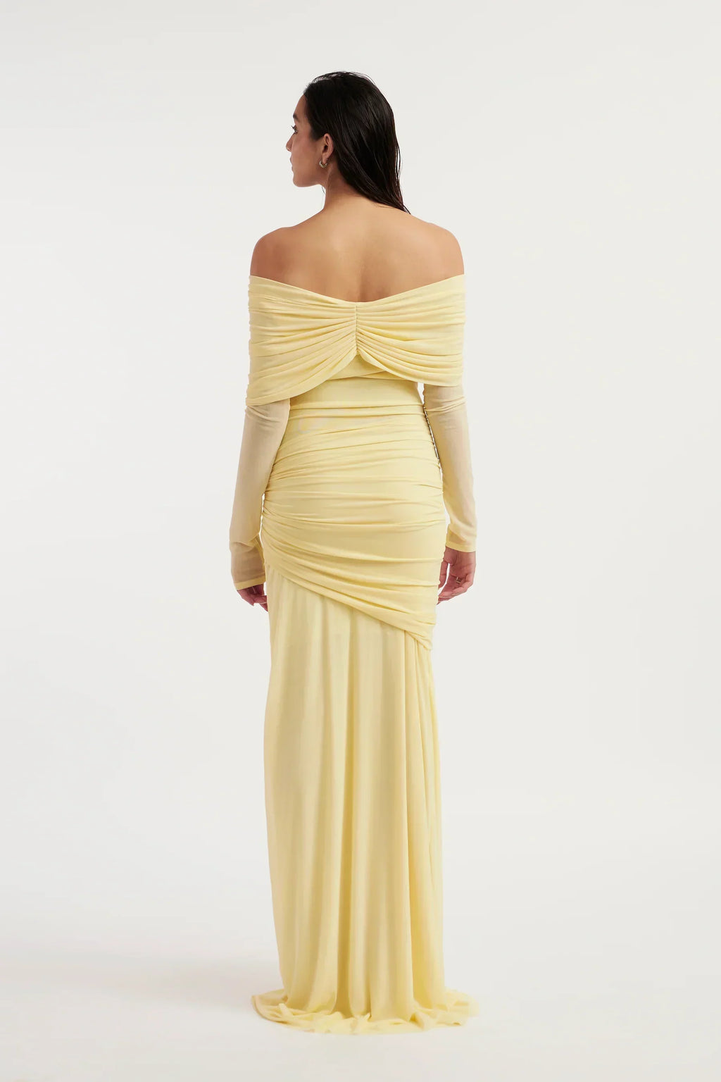 Sheer Mesh Off-The-Shoulder Maxi Dress Women UK – Evening Gown, Formal Occasion