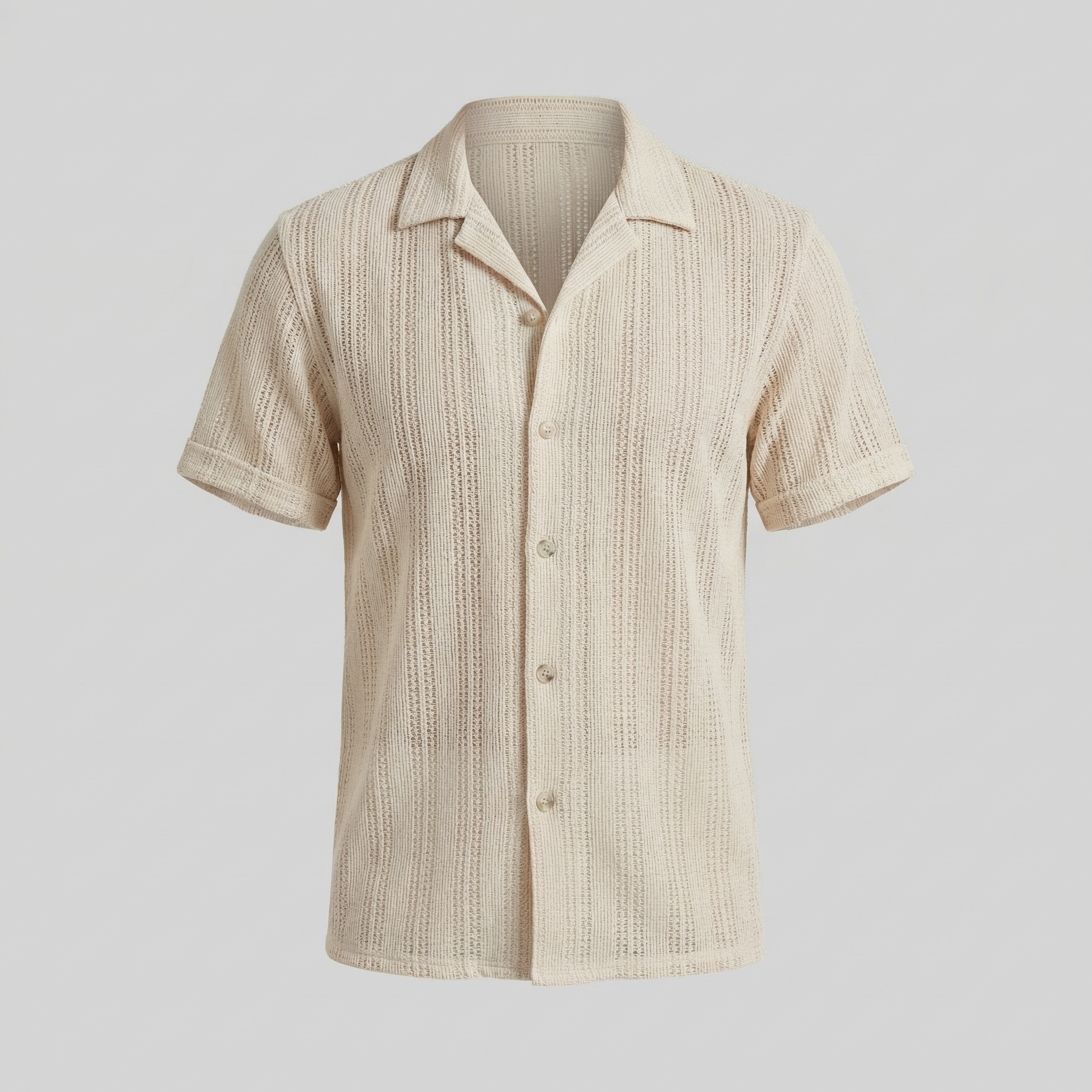 Lightweight Summer Button-Down Shirt for Men - Breathable Cotton Fabric