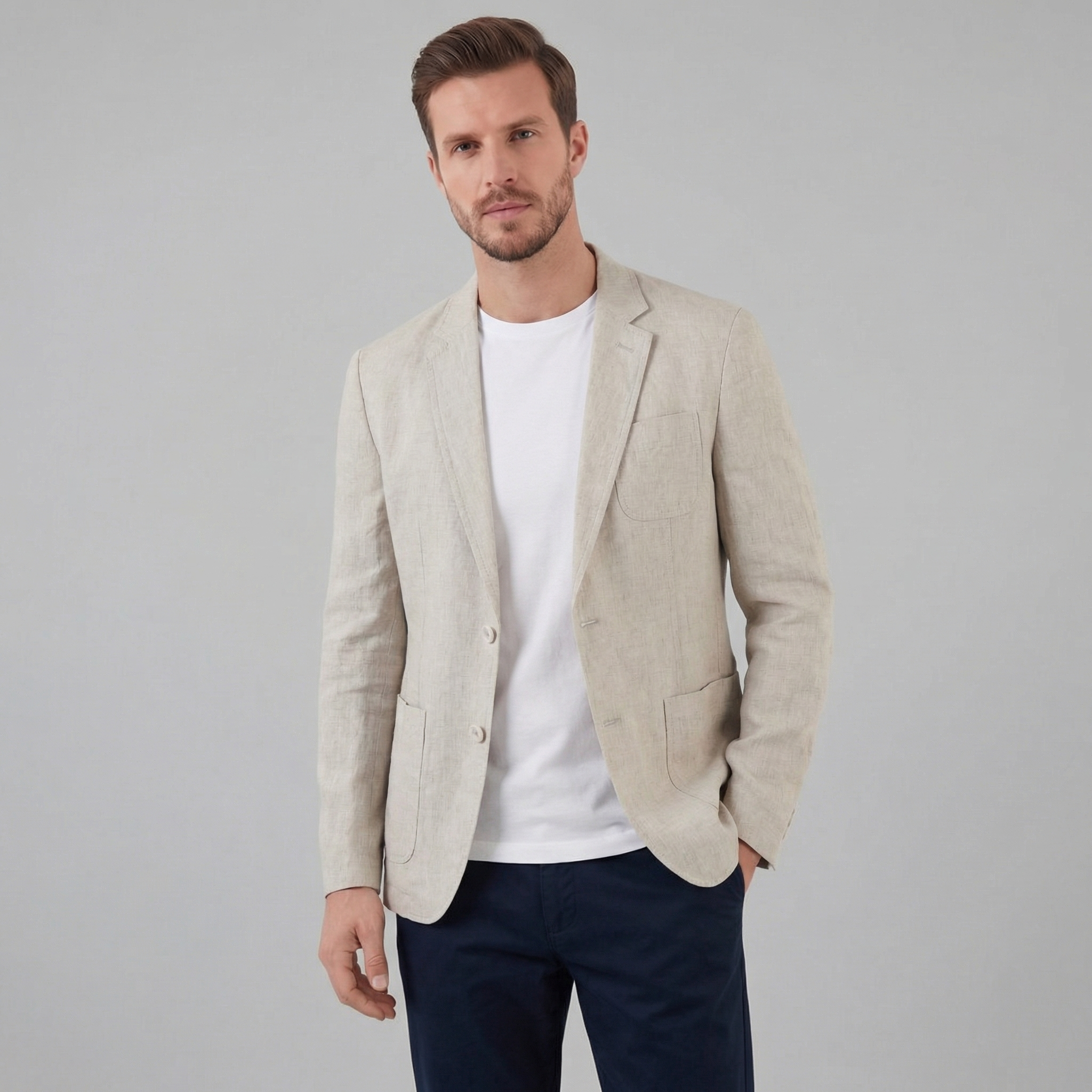 Linen Blazer Jacket for Men - Lightweight Casual Suiting for Summer Events