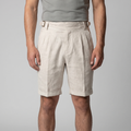 Linen Classic Men's Shorts with Adjustable Waist and Pleats for Casual Wear