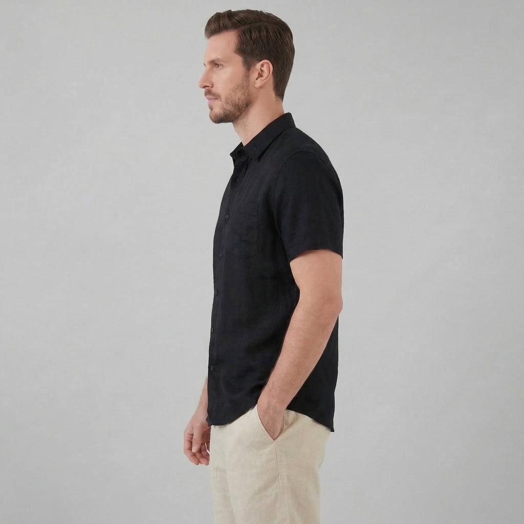 Linen Short Sleeve Shirt for Men - Casual Summer Wear in Lightweight Fabric