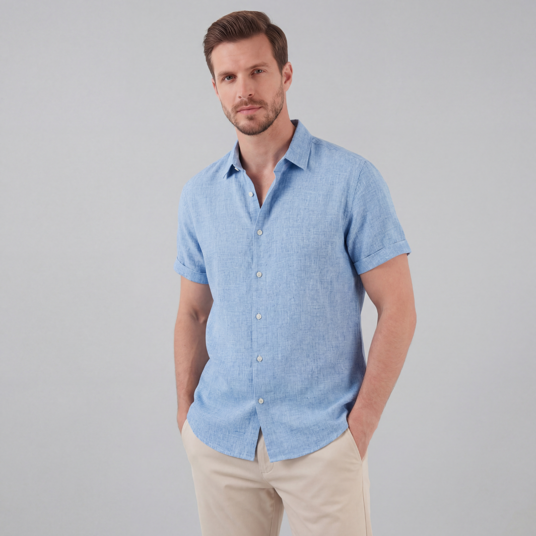 Linen Short Sleeve Shirt for Men - Casual Summer Wear in Lightweight Fabric