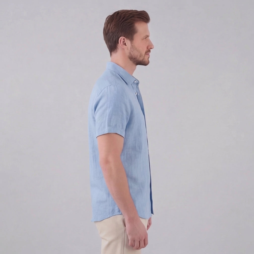 Linen Short Sleeve Shirt for Men - Casual Summer Wear in Lightweight Fabric