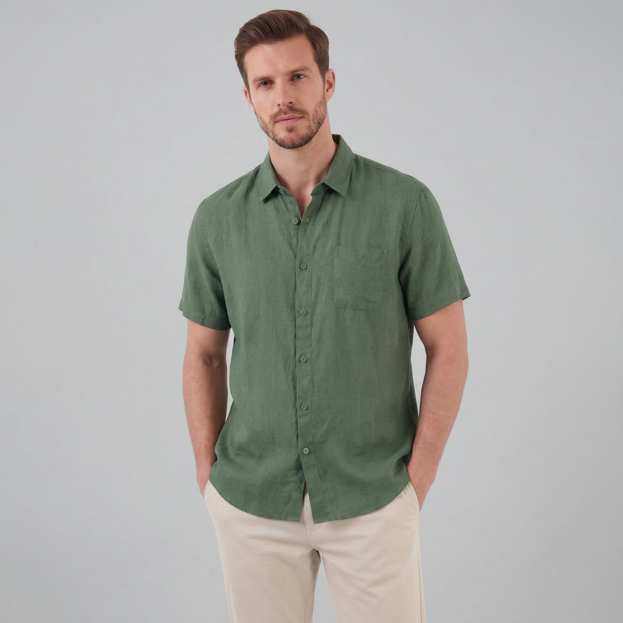 Linen Short Sleeve Shirt for Men - Casual Summer Wear in Lightweight Fabric
