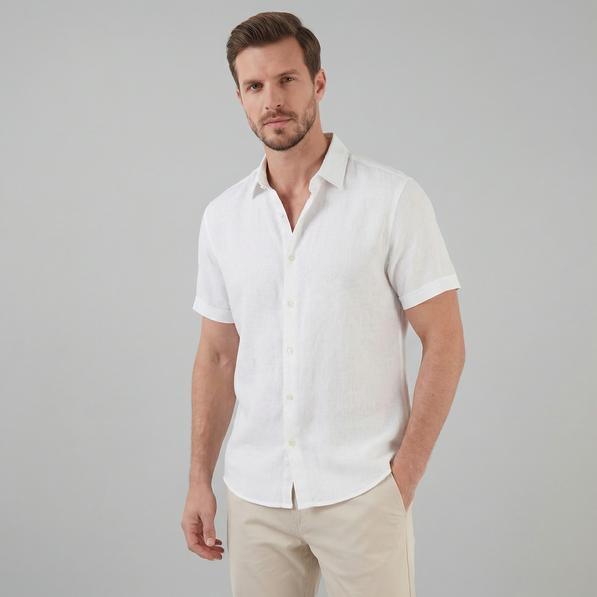 Linen Short Sleeve Shirt for Men - Casual Summer Wear in Lightweight Fabric