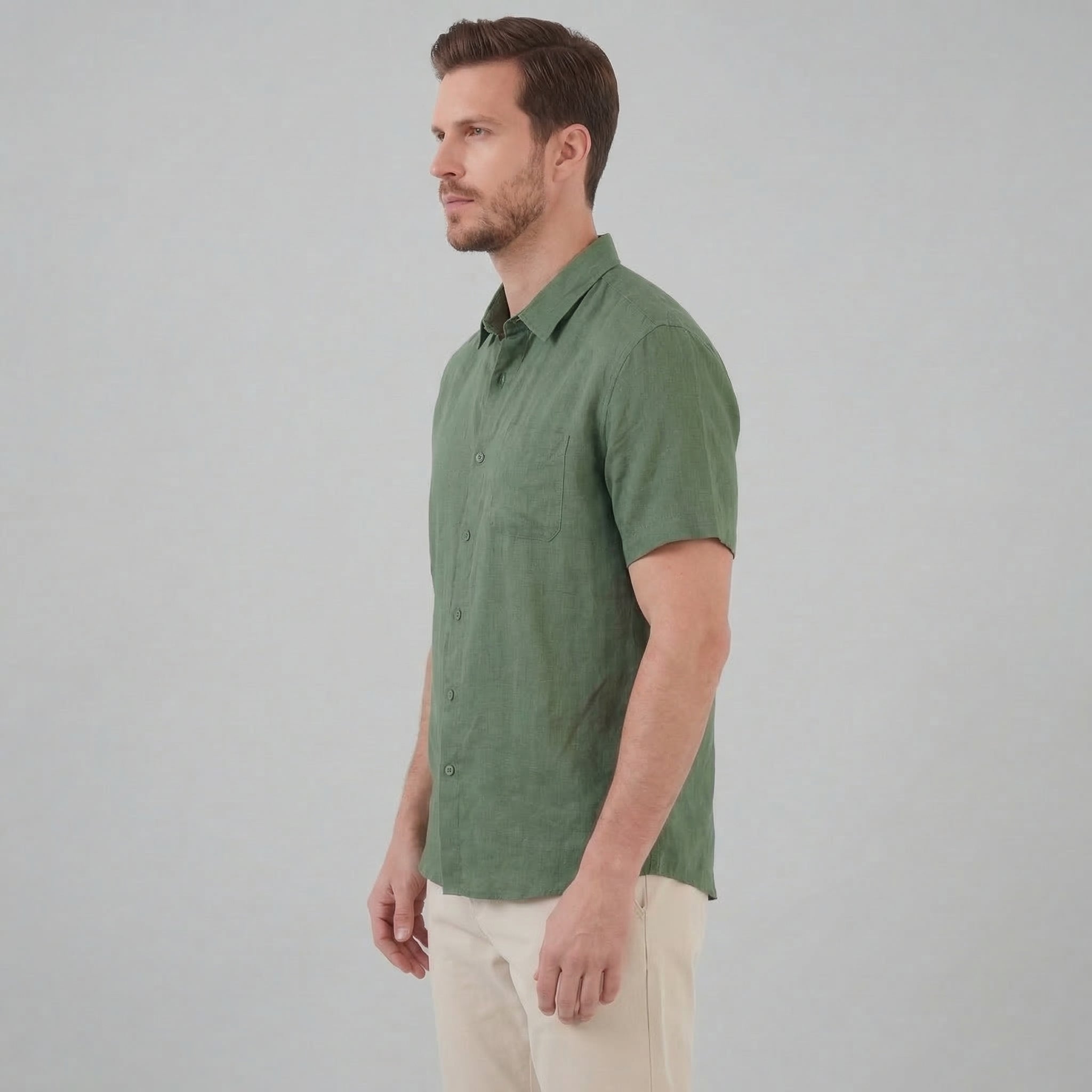 Linen Short Sleeve Shirt for Men - Casual Summer Wear in Lightweight Fabric