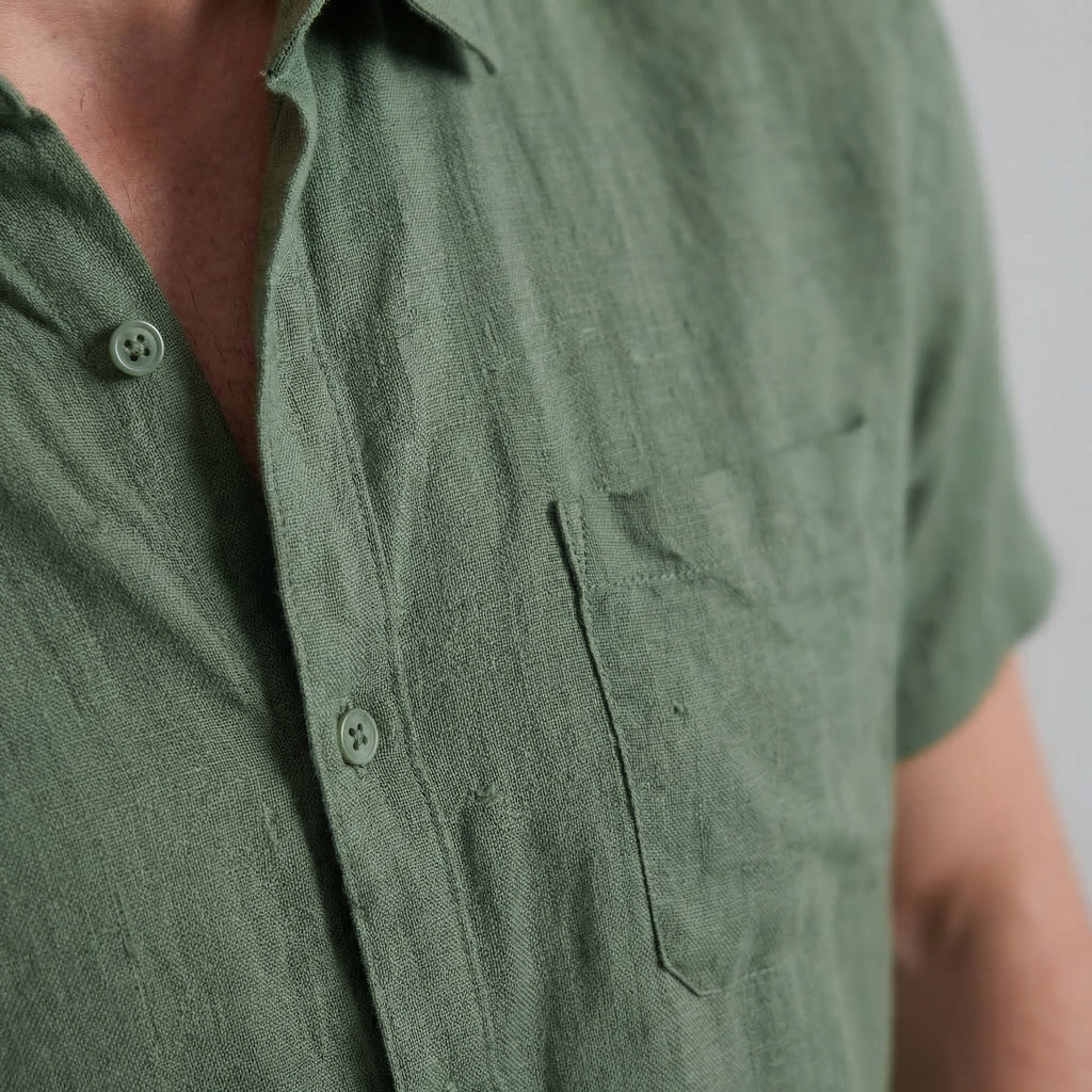 Linen Short Sleeve Shirt for Men - Casual Summer Wear in Lightweight Fabric
