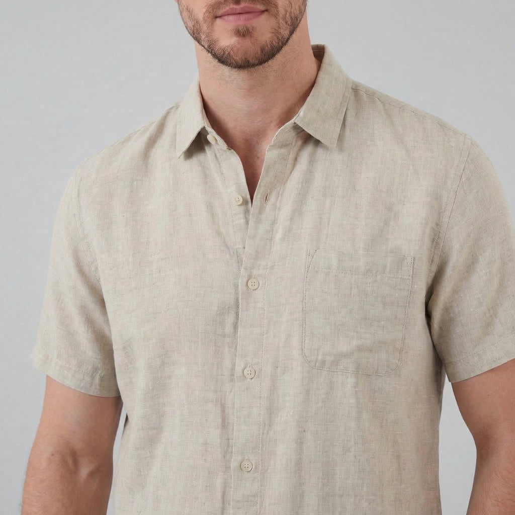Linen Short Sleeve Shirt for Men - Casual Summer Wear in Lightweight Fabric