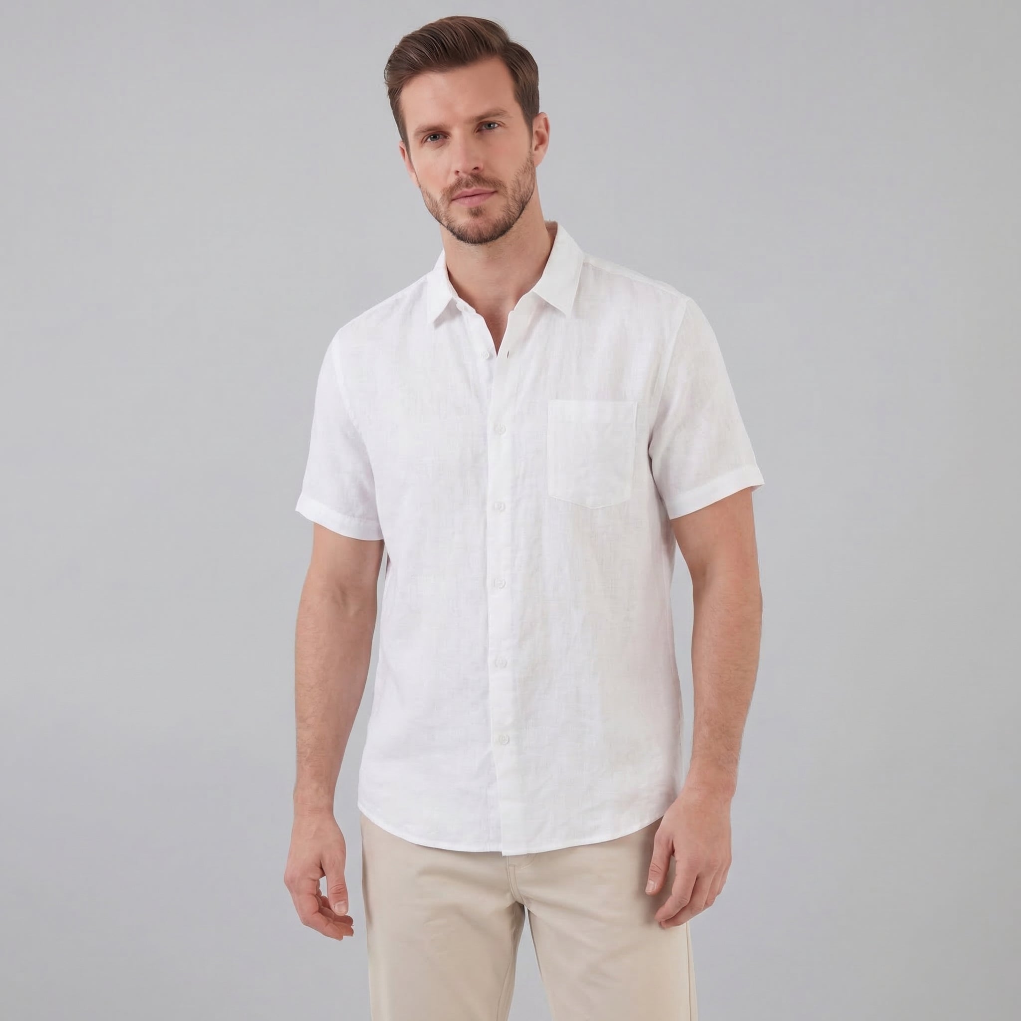 Linen Short Sleeve Shirt for Men - Casual Summer Wear in Lightweight Fabric