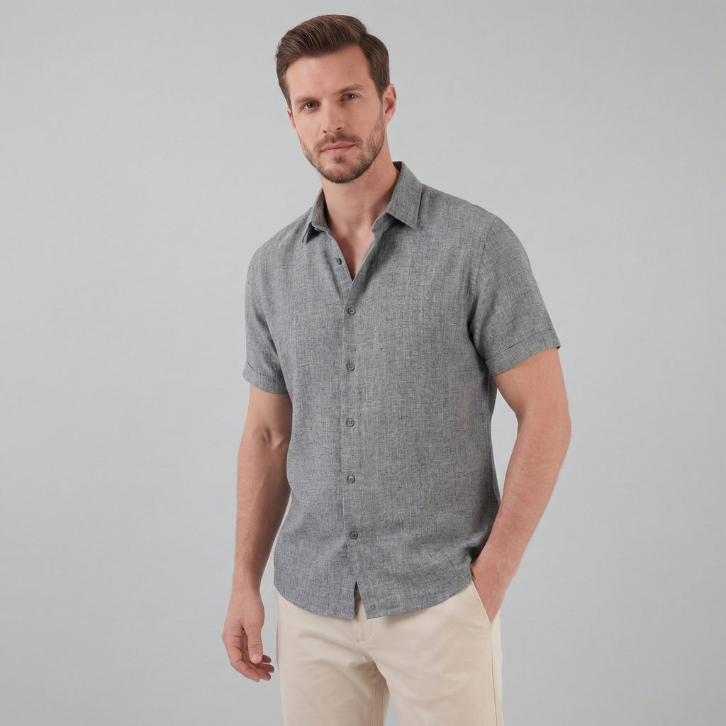 Linen Short Sleeve Shirt for Men - Casual Summer Wear in Lightweight Fabric