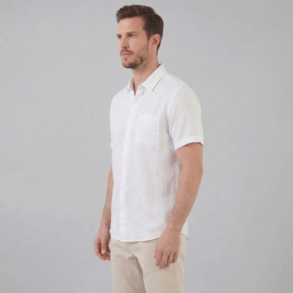 Linen Short Sleeve Shirt for Men - Casual Summer Wear in Lightweight Fabric