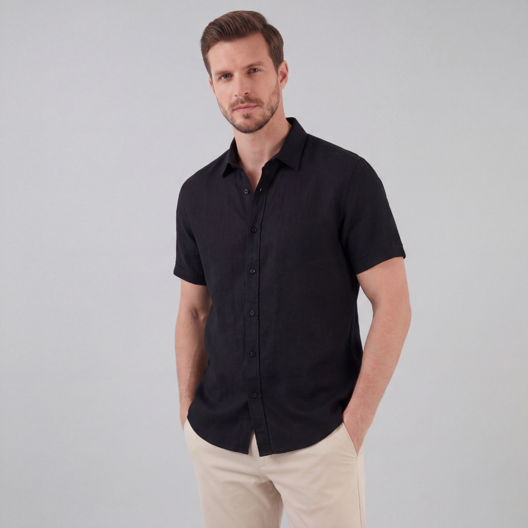 Linen Short Sleeve Shirt for Men - Casual Summer Wear in Lightweight Fabric