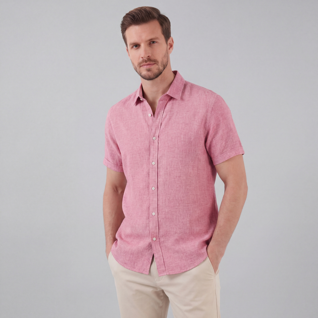 Linen Short Sleeve Shirt for Men - Casual Summer Wear in Lightweight Fabric