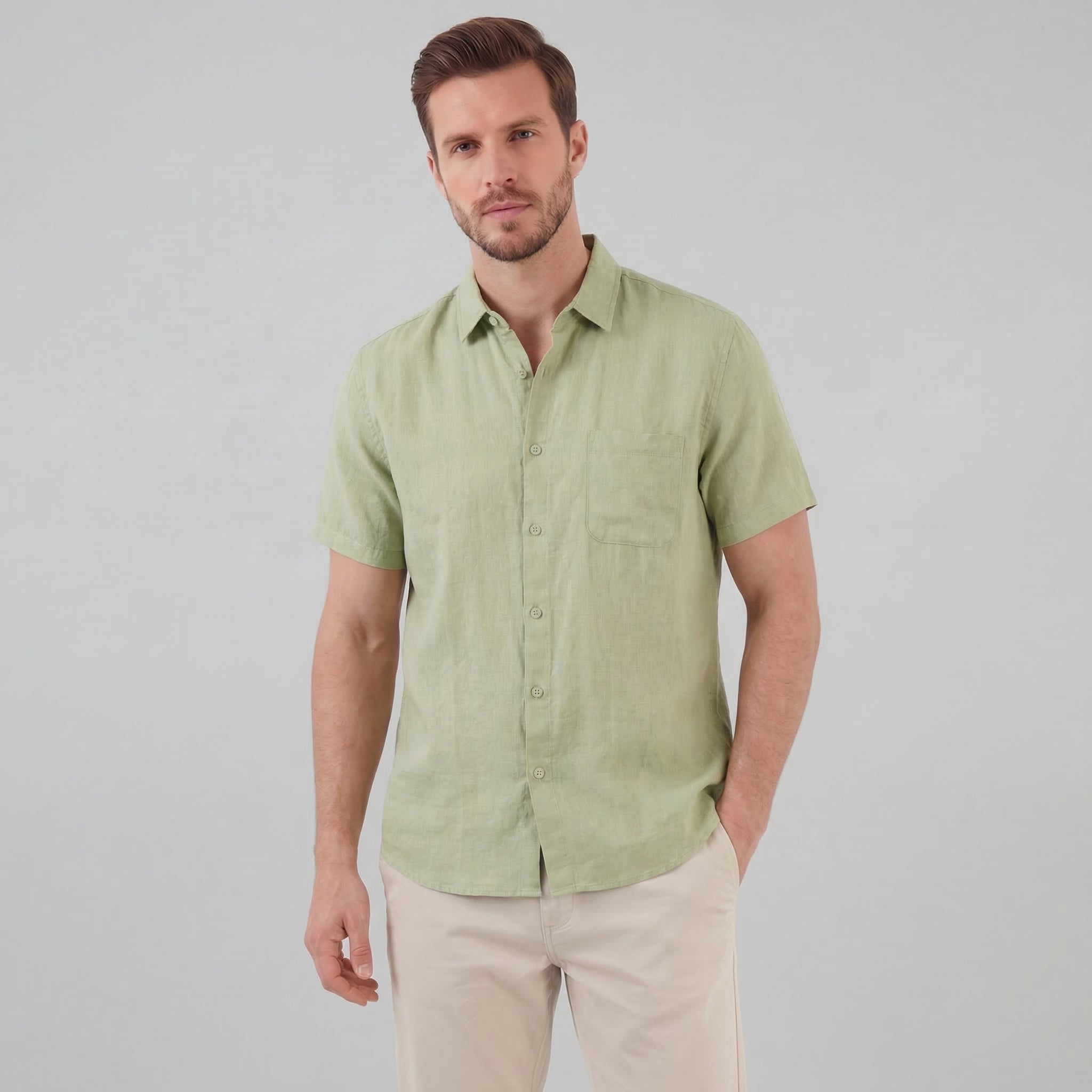 Linen Short Sleeve Shirt for Men - Casual Summer Wear in Lightweight Fabric