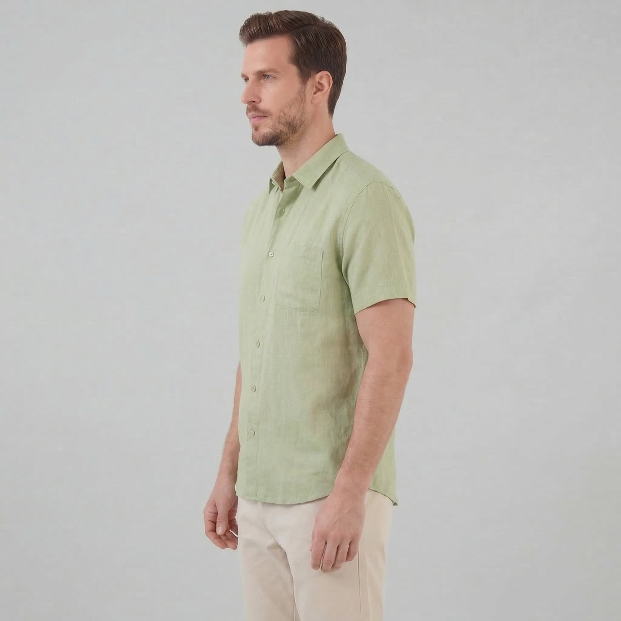 Linen Short Sleeve Shirt for Men - Casual Summer Wear in Lightweight Fabric