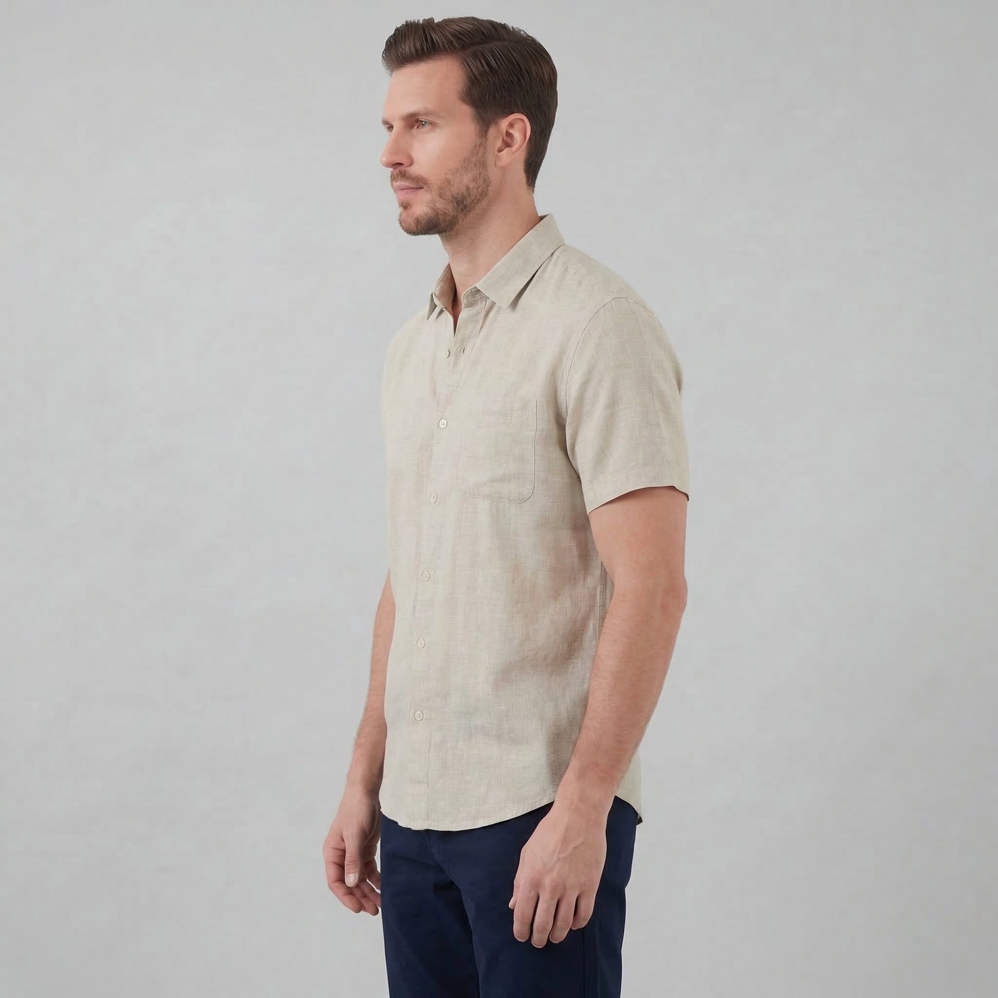 Linen Short Sleeve Shirt for Men - Casual Summer Wear in Lightweight Fabric