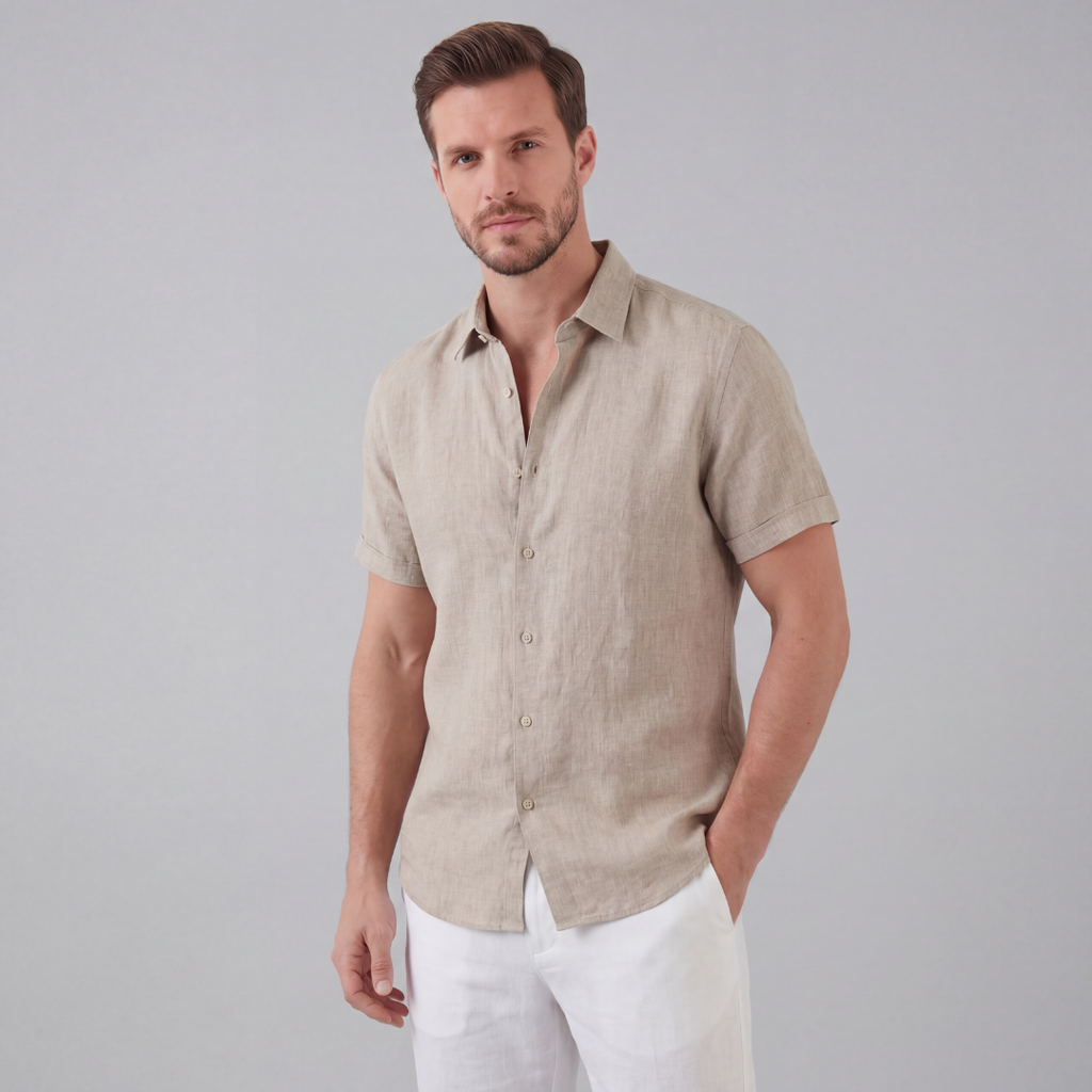 Linen Short Sleeve Shirt for Men - Casual Summer Wear in Lightweight Fabric