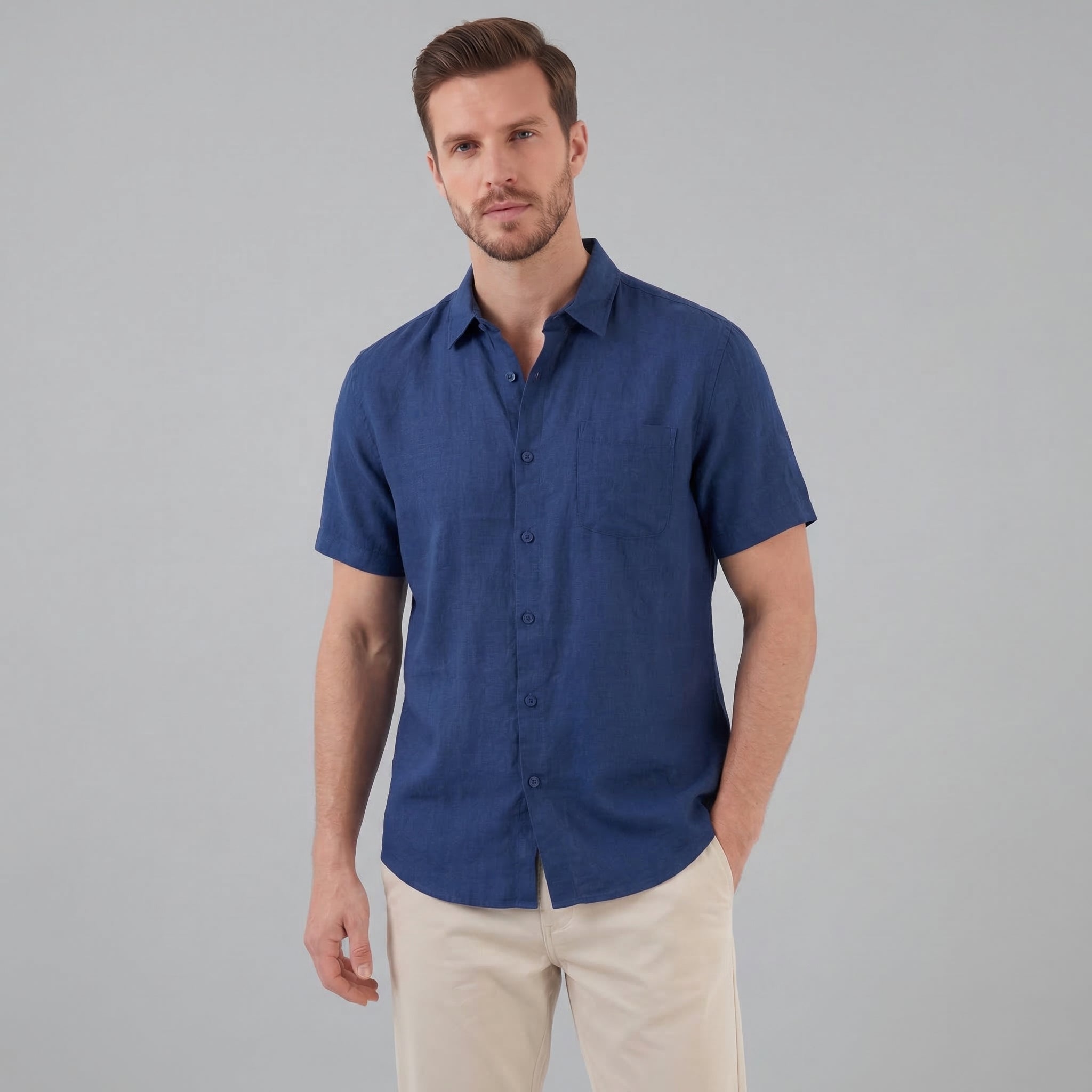 Linen Short Sleeve Shirt for Men - Casual Summer Wear in Lightweight Fabric