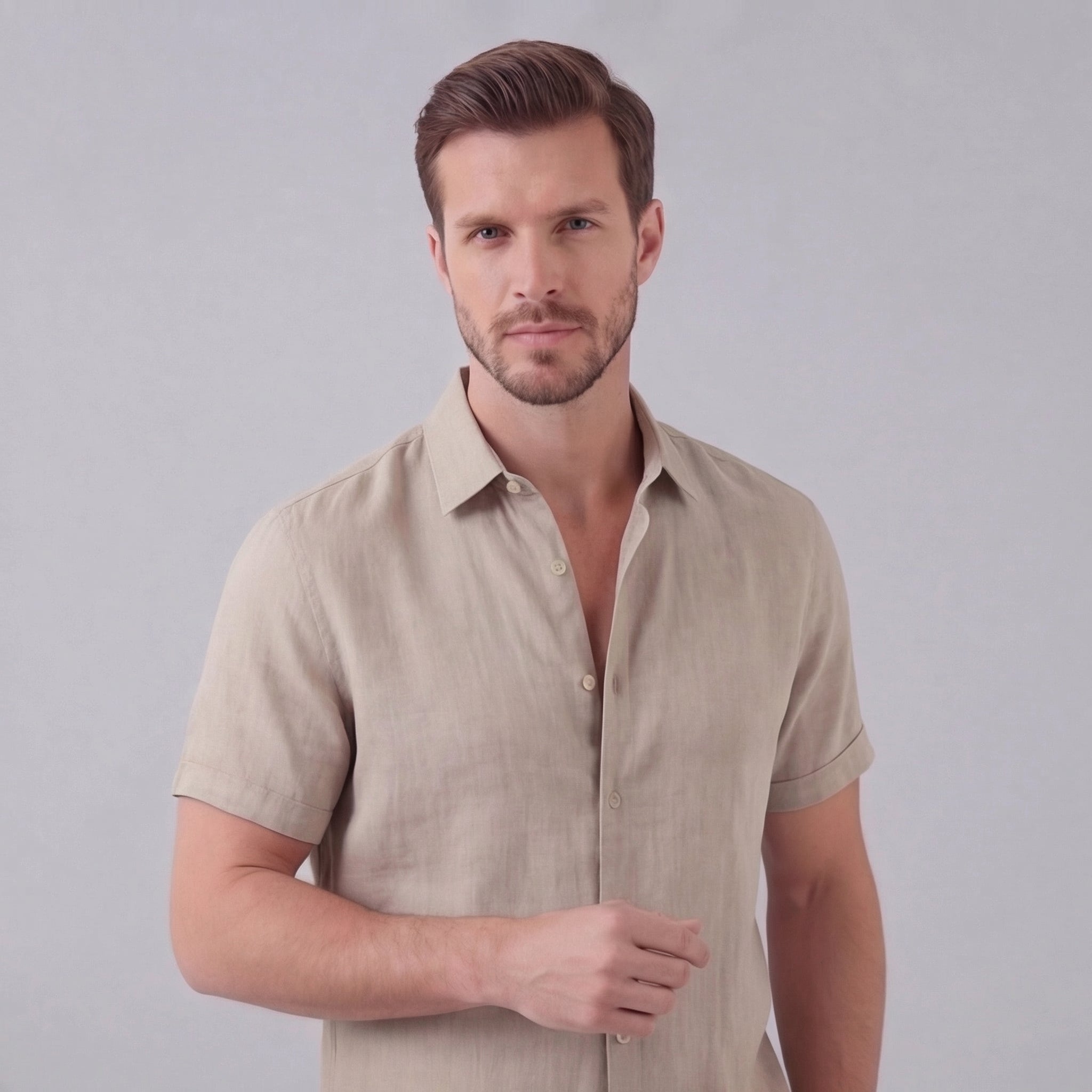 Linen Short Sleeve Shirt for Men - Casual Summer Wear in Lightweight Fabric