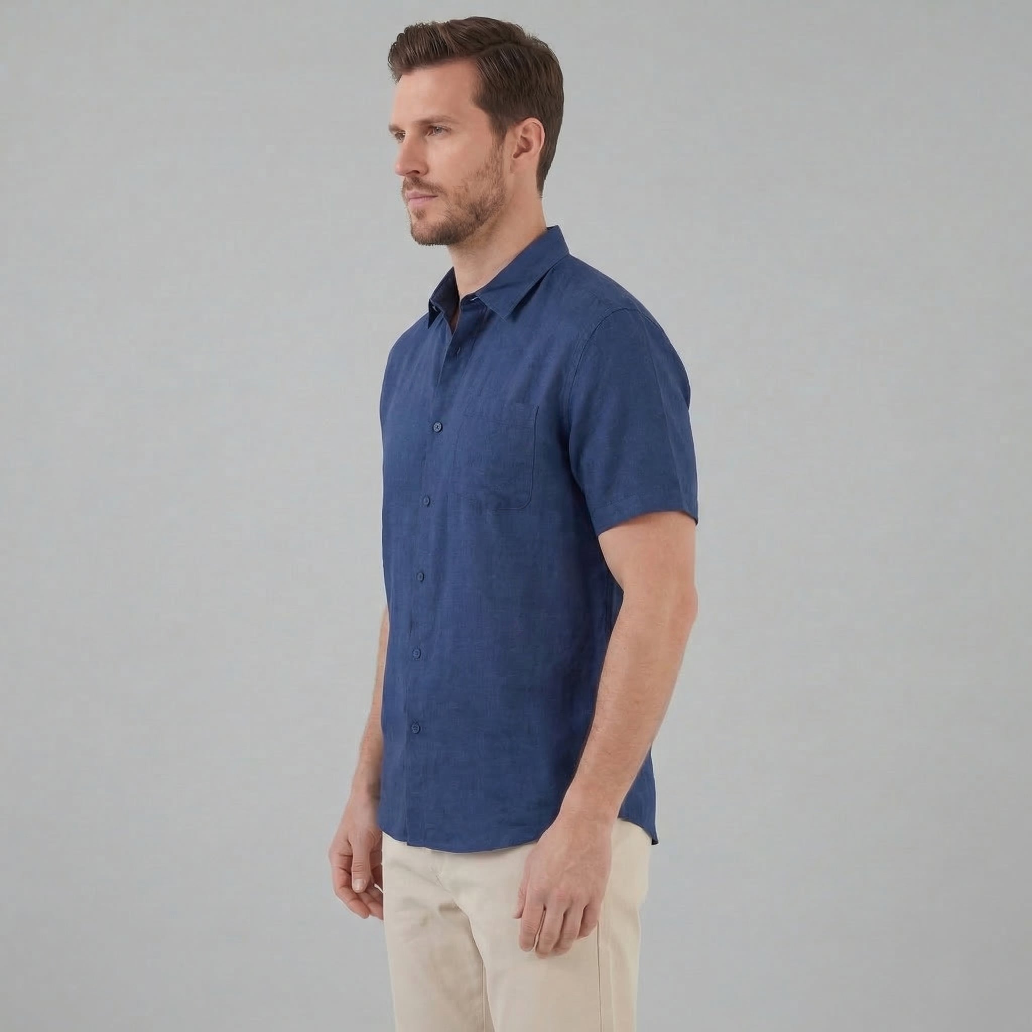 Linen Short Sleeve Shirt for Men - Casual Summer Wear in Lightweight Fabric