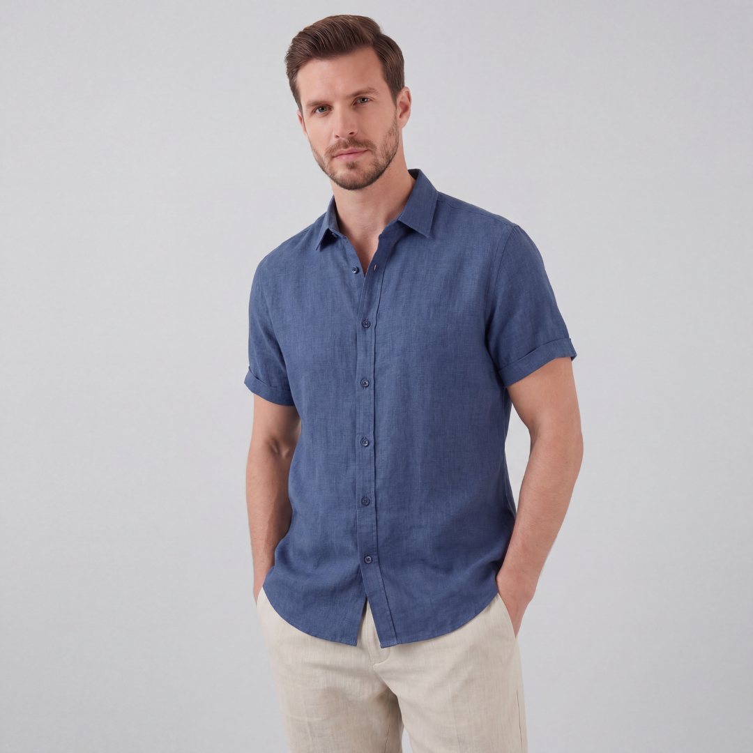 Linen Short Sleeve Shirt for Men - Casual Summer Wear in Lightweight Fabric