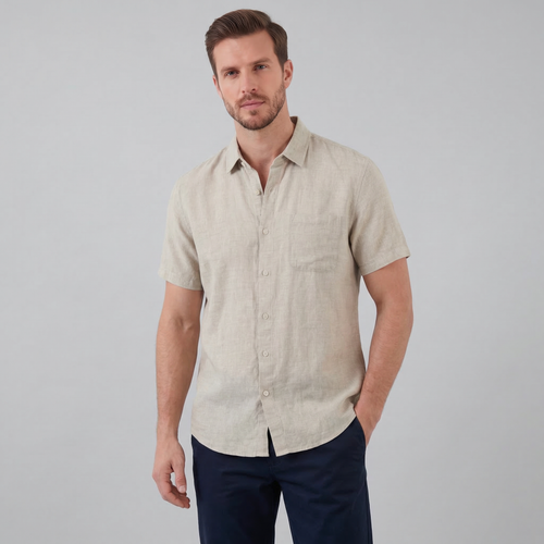 Linen Short Sleeve Shirt for Men - Casual Summer Wear in Lightweight Fabric