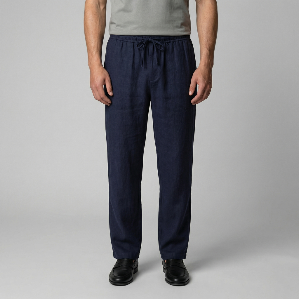 Linen Slim Fit Trousers for Men - Lightweight Casual Wear Pants