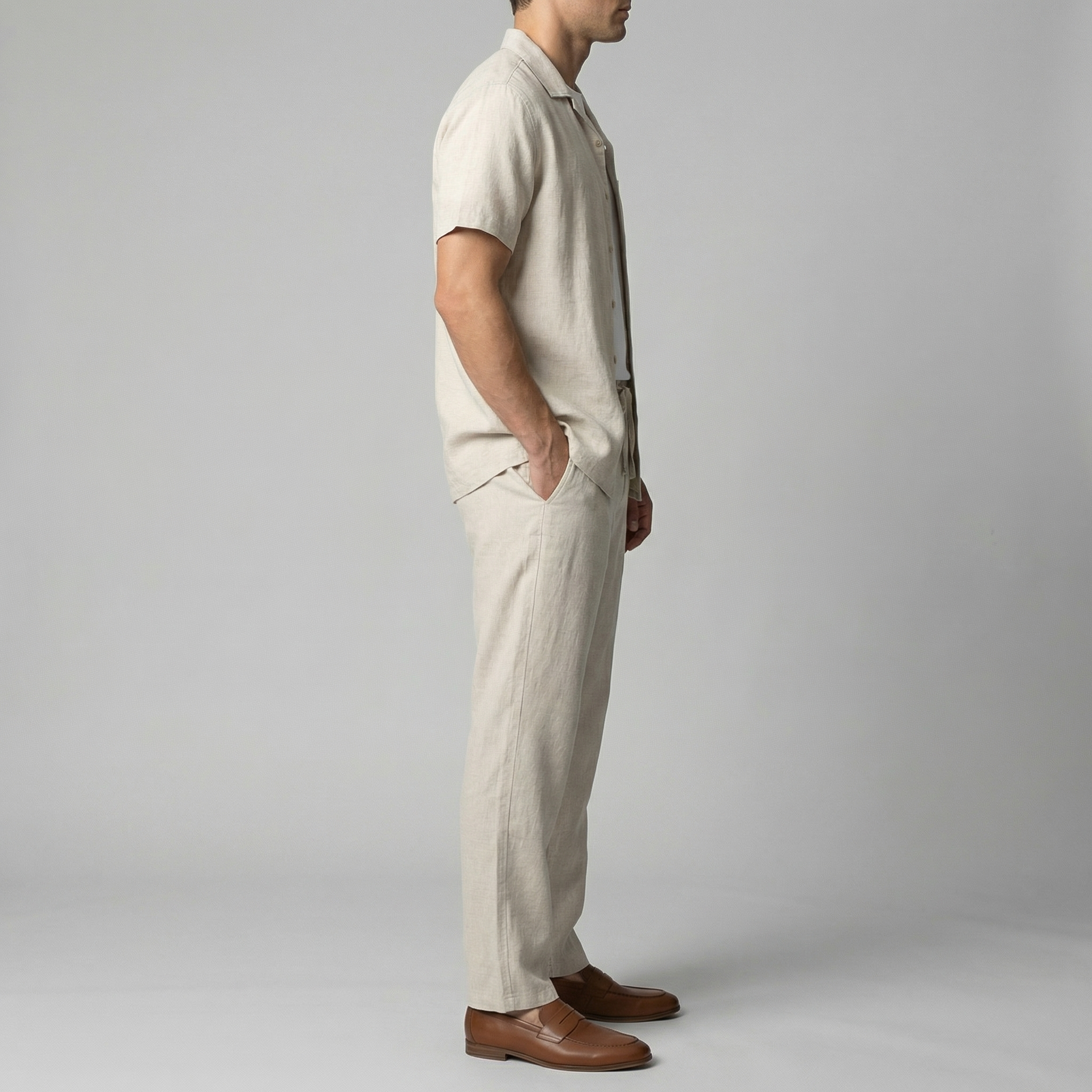 Linen Slim Fit Trousers for Men - Lightweight Casual Wear Pants