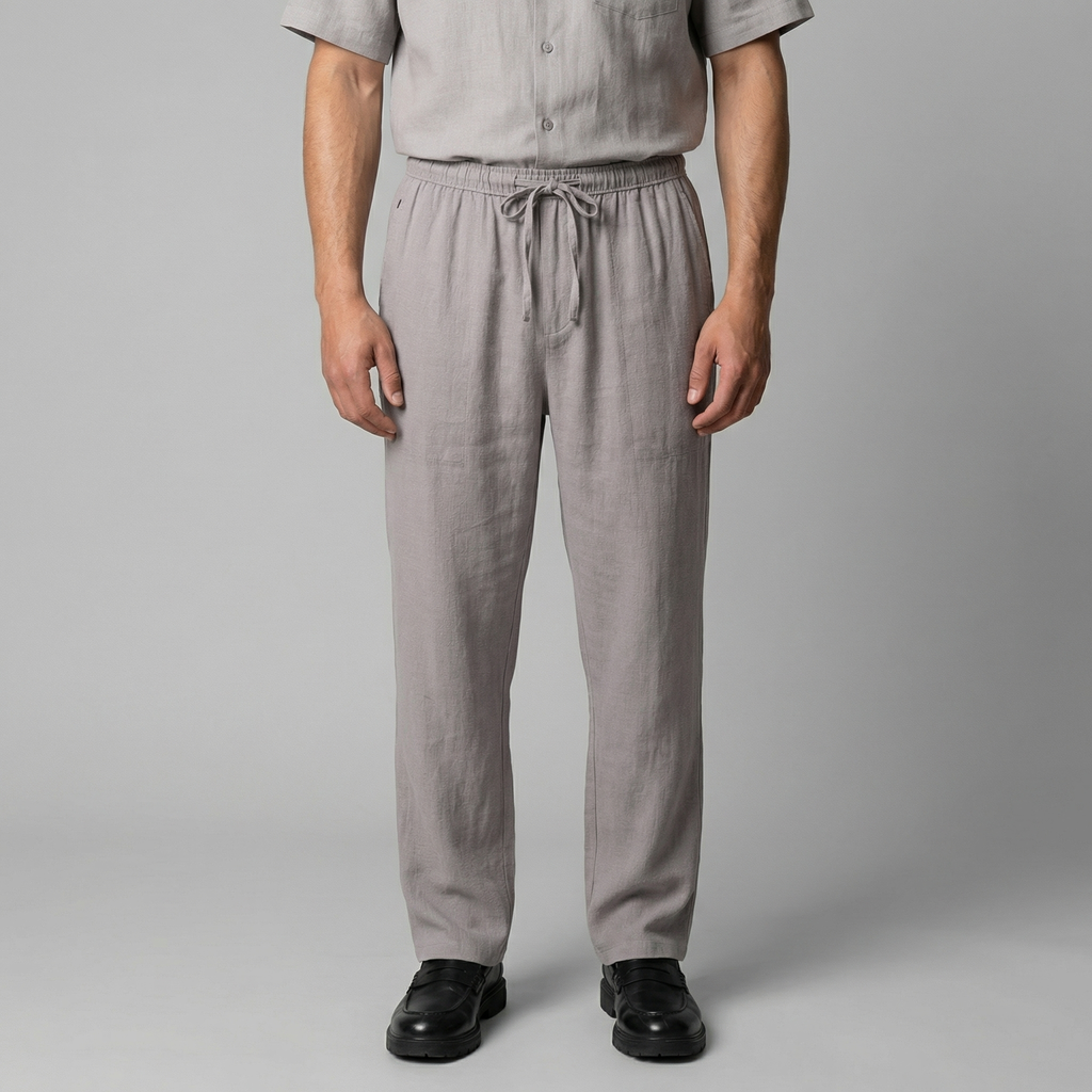 Linen Slim Fit Trousers for Men - Lightweight Casual Wear Pants