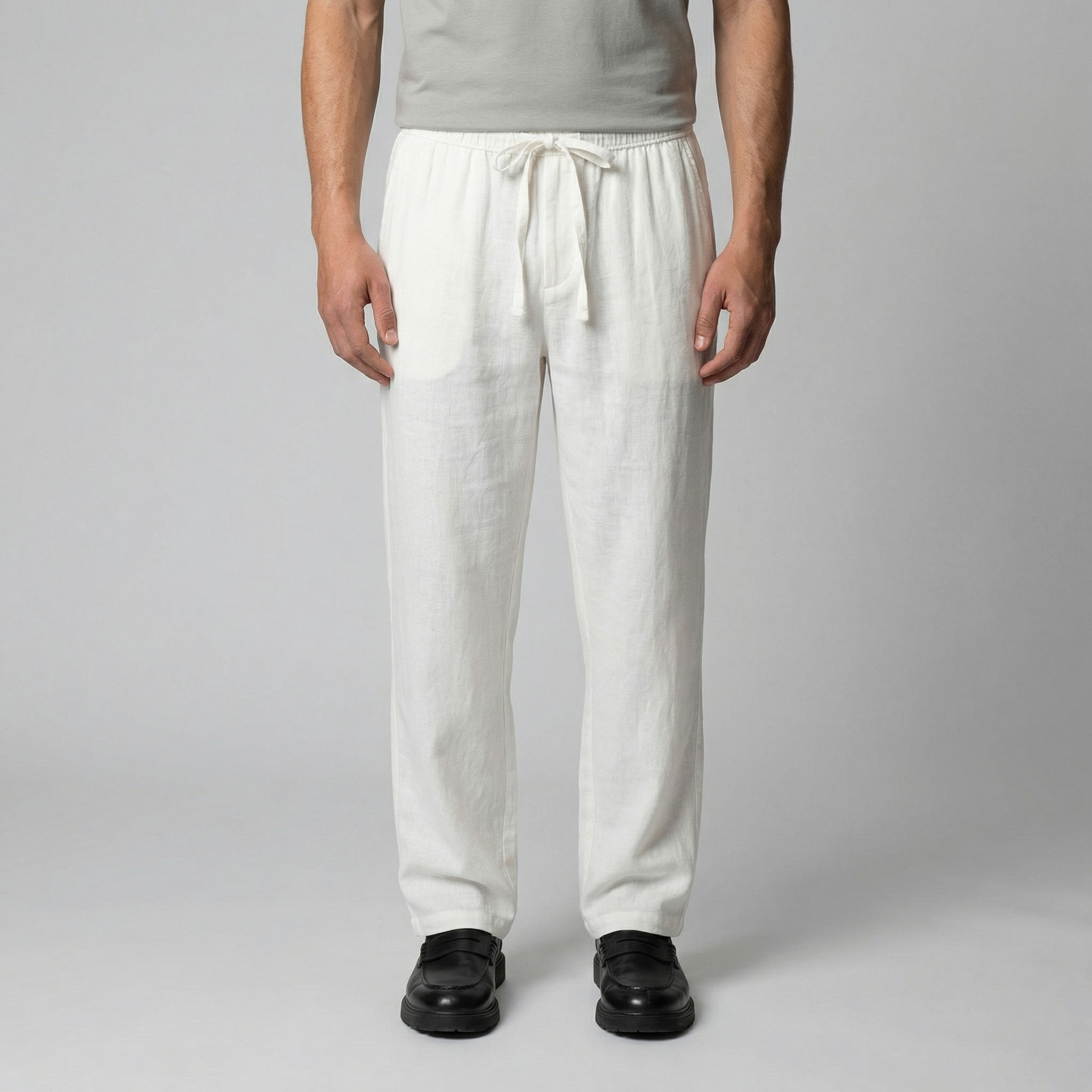 Linen Slim Fit Trousers for Men - Lightweight Casual Wear Pants