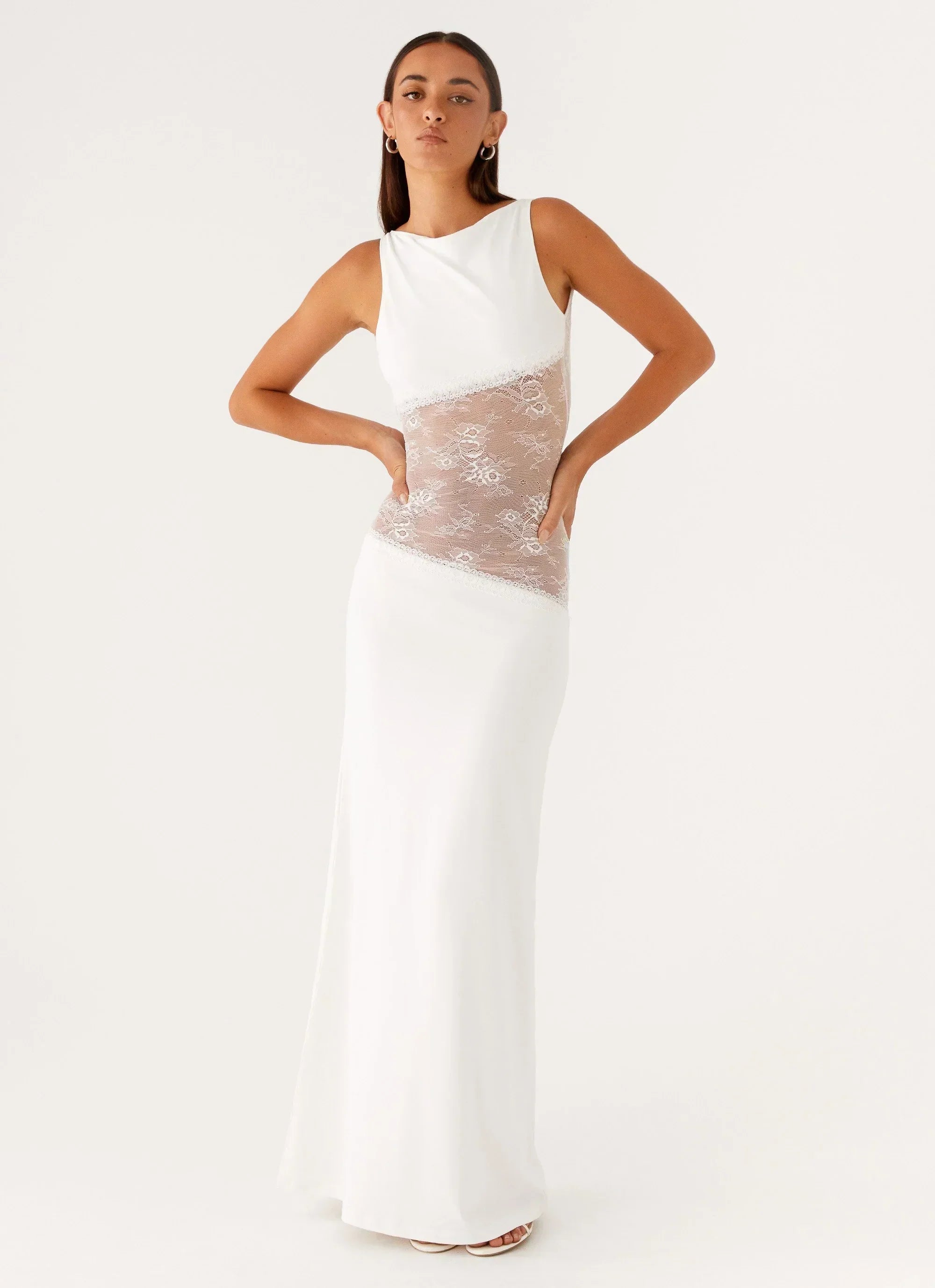 Lace Panel Open Back Maxi Dress | Elegant Evening Wear for Special Occasions