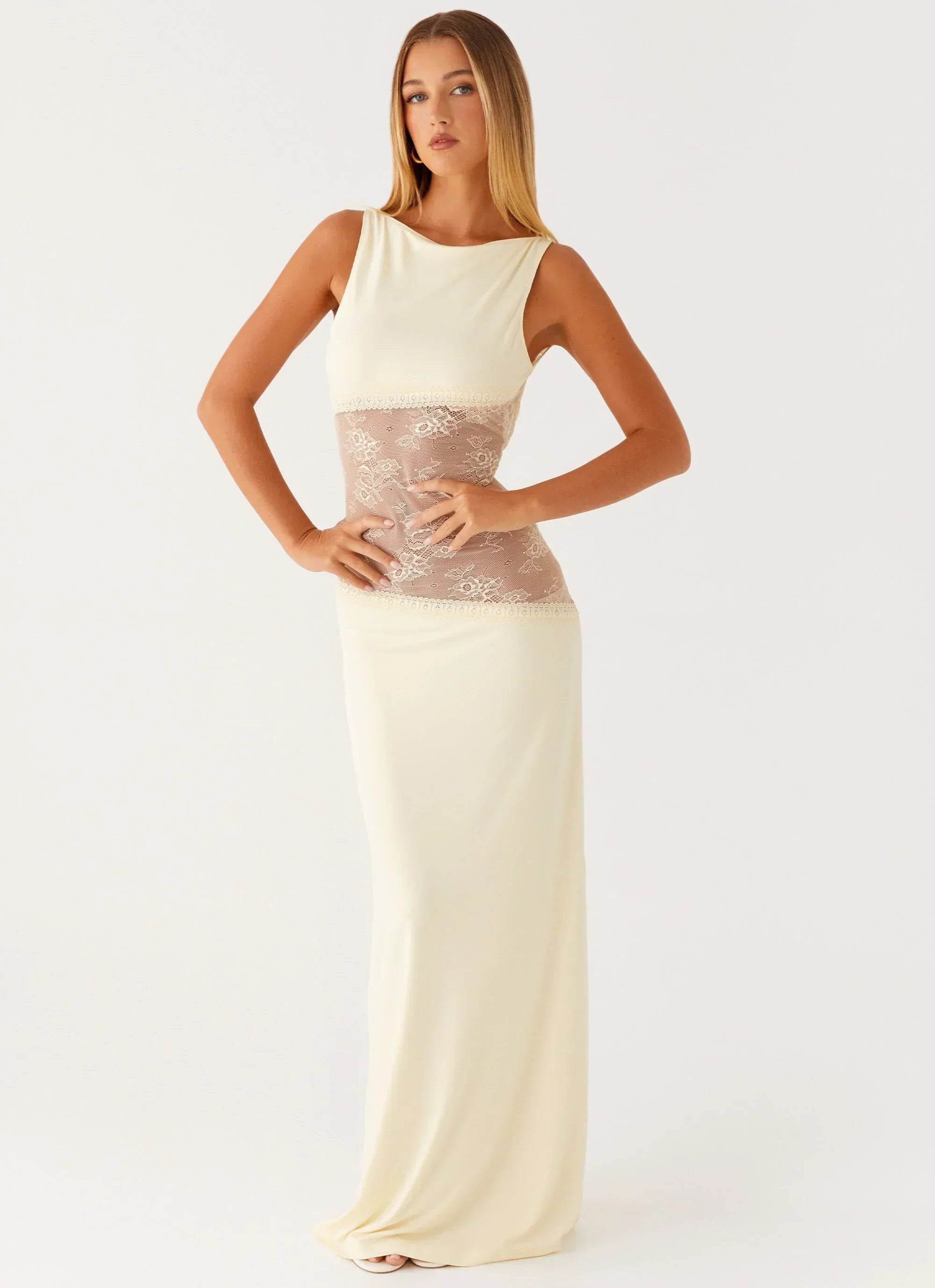 Lace Open Back Maxi Dress Women UK – Evening Gown, Wedding Guest Formal Occasion