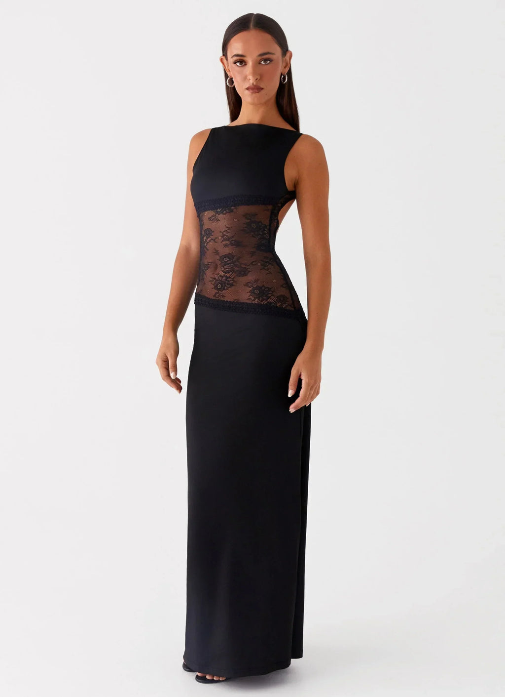 Lace Panel Open Back Maxi Dress | Elegant Evening Wear for Special Occasions