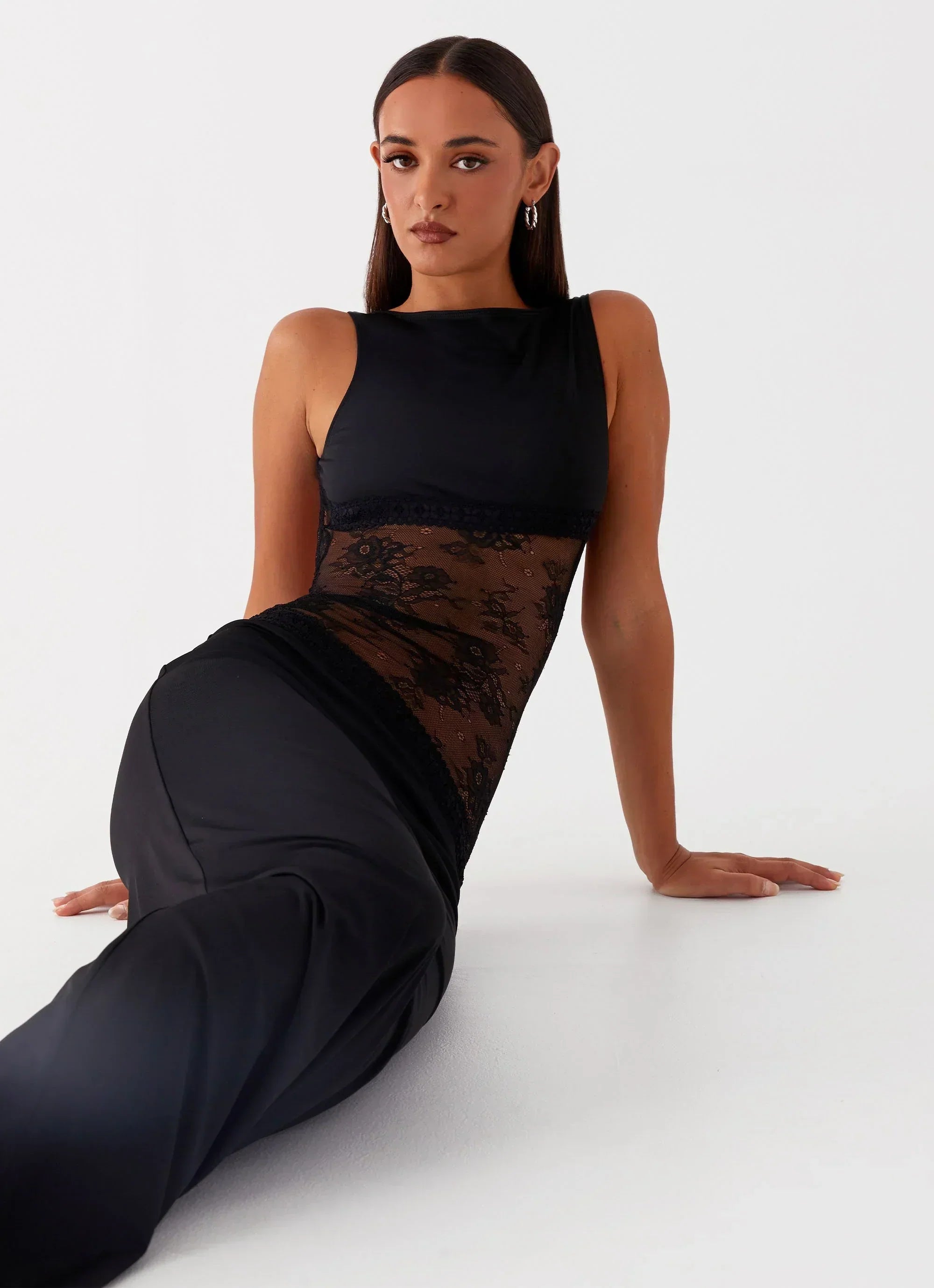 Lace Open Back Maxi Dress Women UK – Evening Gown, Wedding Guest Formal Occasion