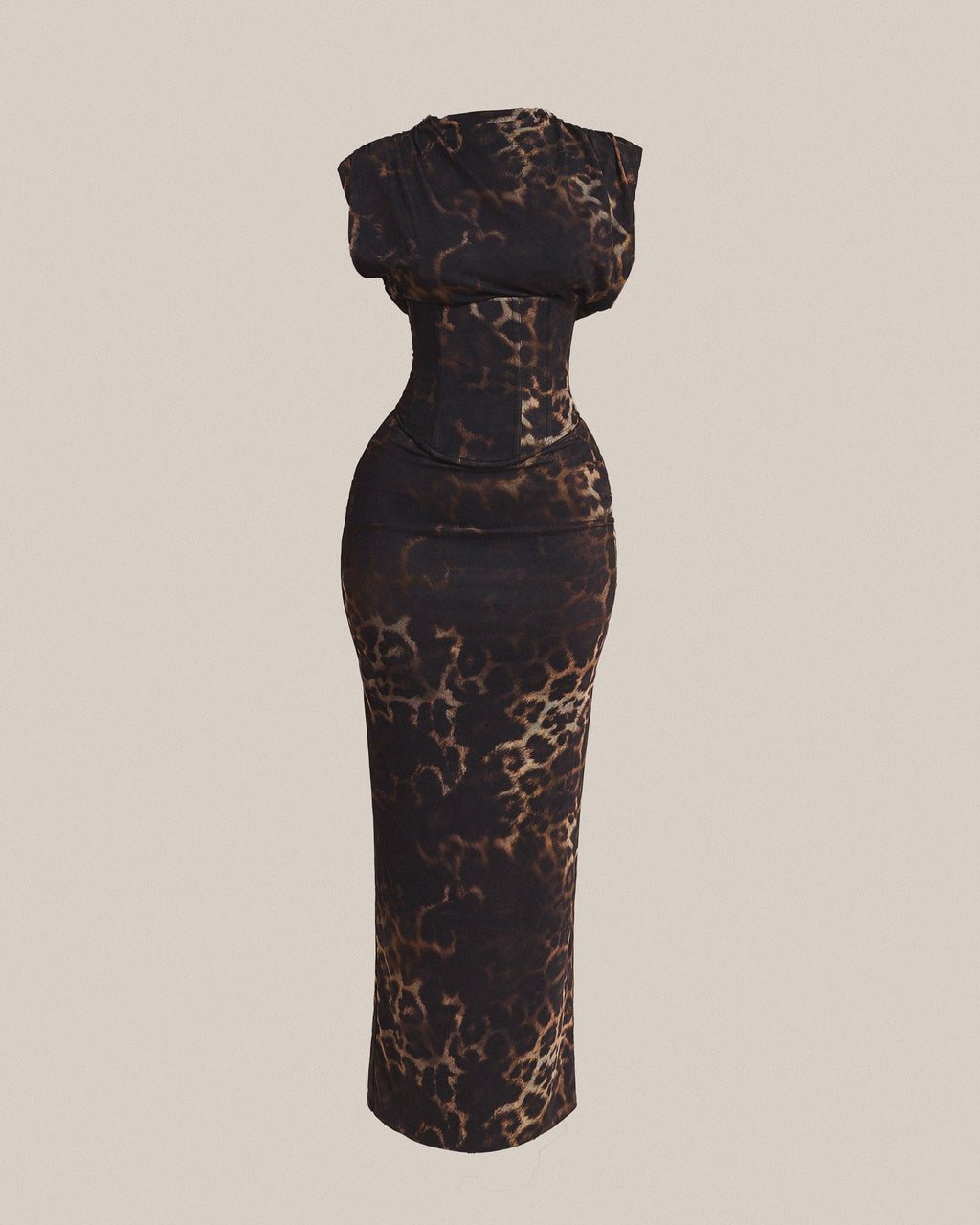 Leopard Print High Neck Maxi Dress Women UK – Evening Gown, Casual Outing