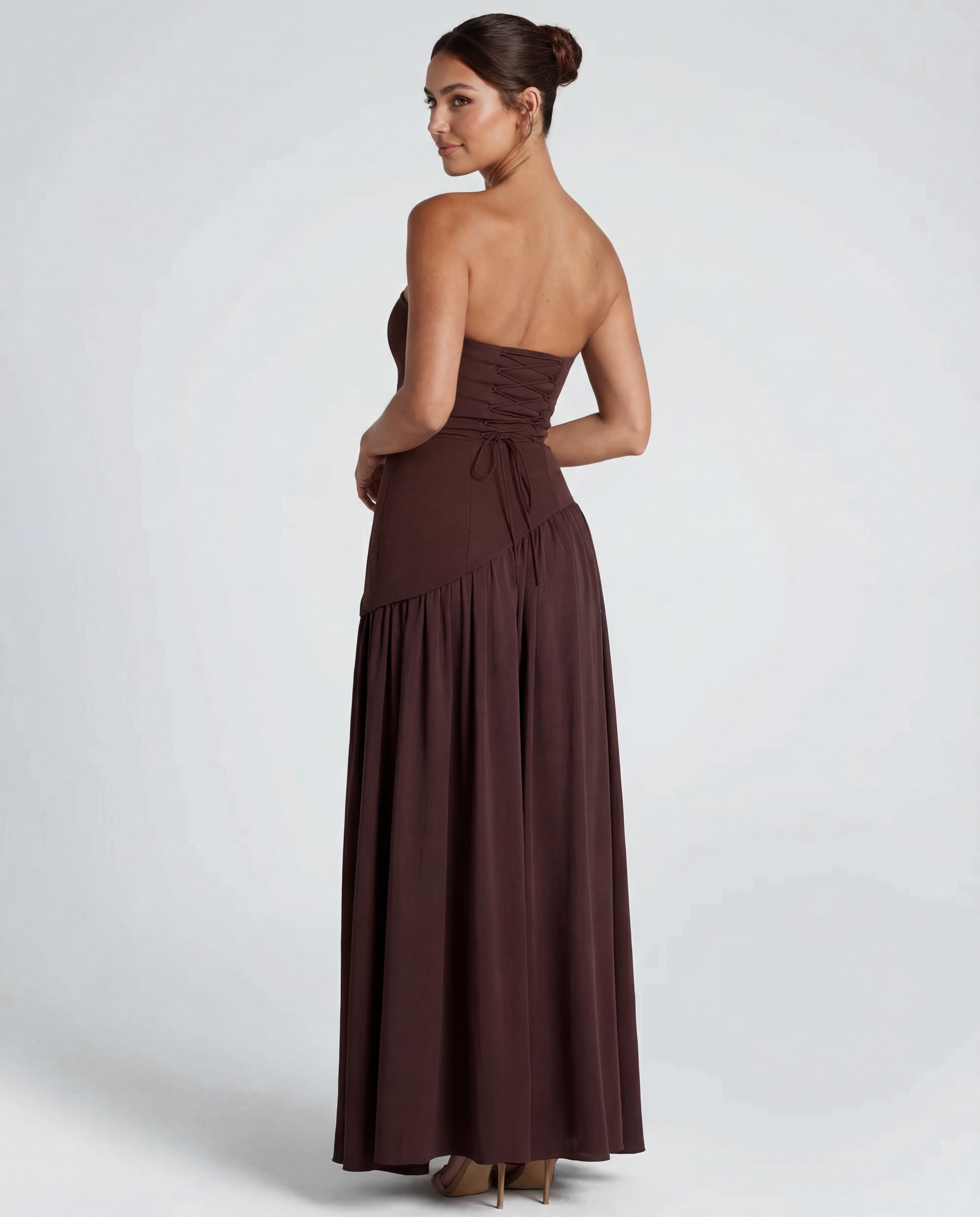 Thigh-High Split Strapless Maxi Dress Women UK – Evening Events, Party Wear