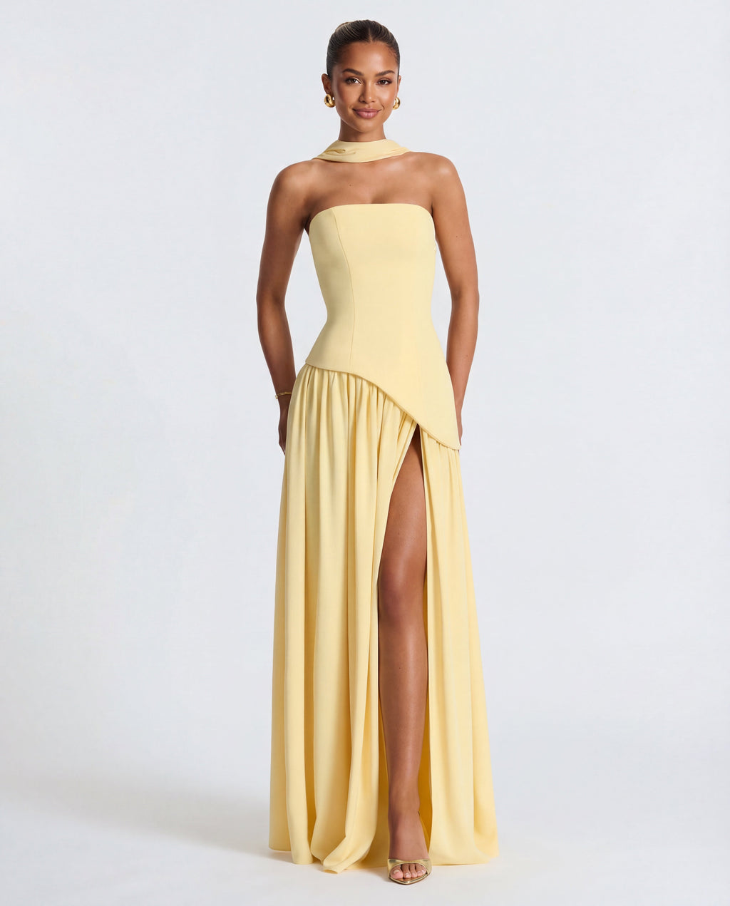 Thigh-High Split Strapless Maxi Dress Women UK – Evening Events, Party Wear