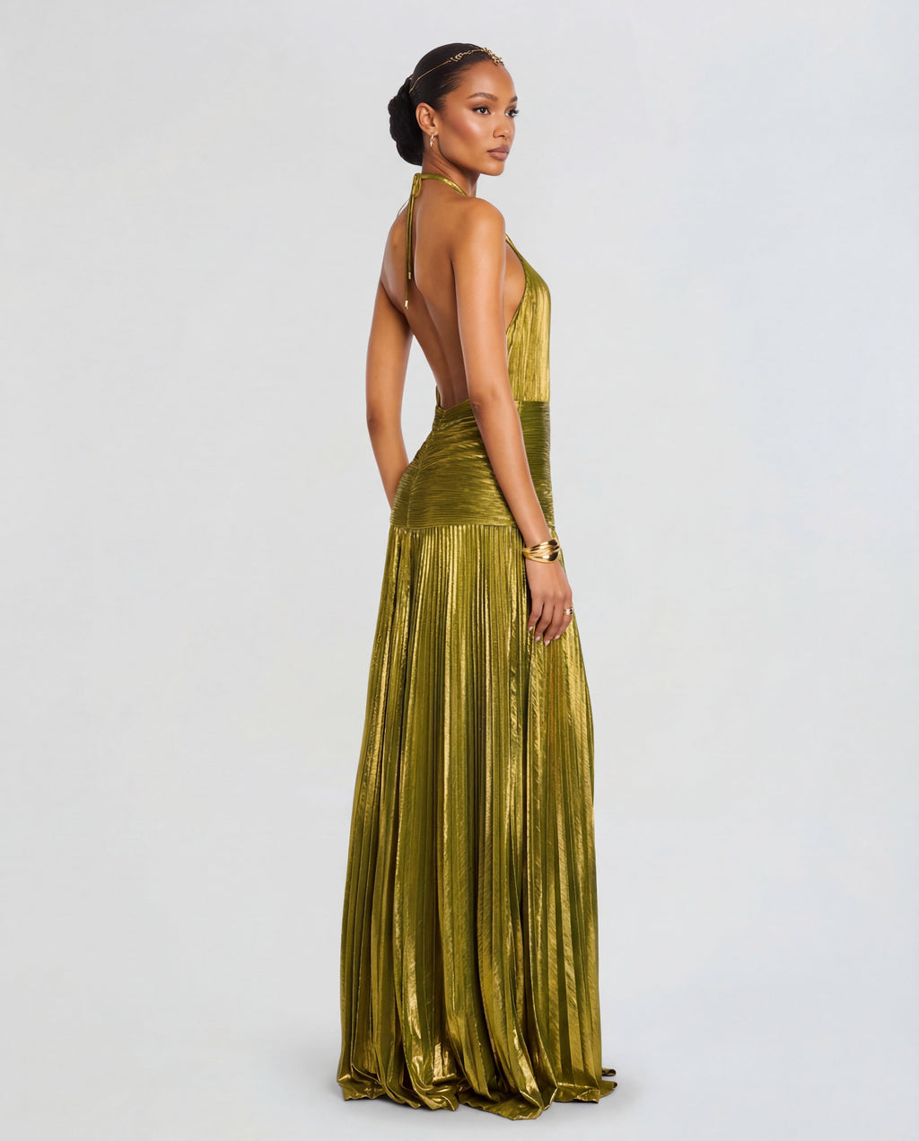 Metallic Halter Maxi Dress Women UK – Evening Gown, Special Occasion