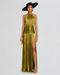 Metallic Halter Maxi Dress Women UK – Evening Wear, Gala Celebration