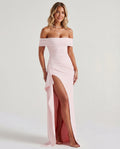 Off-Shoulder Ruched Maxi Dress Women UK – Evening Gown, Formal Occasion