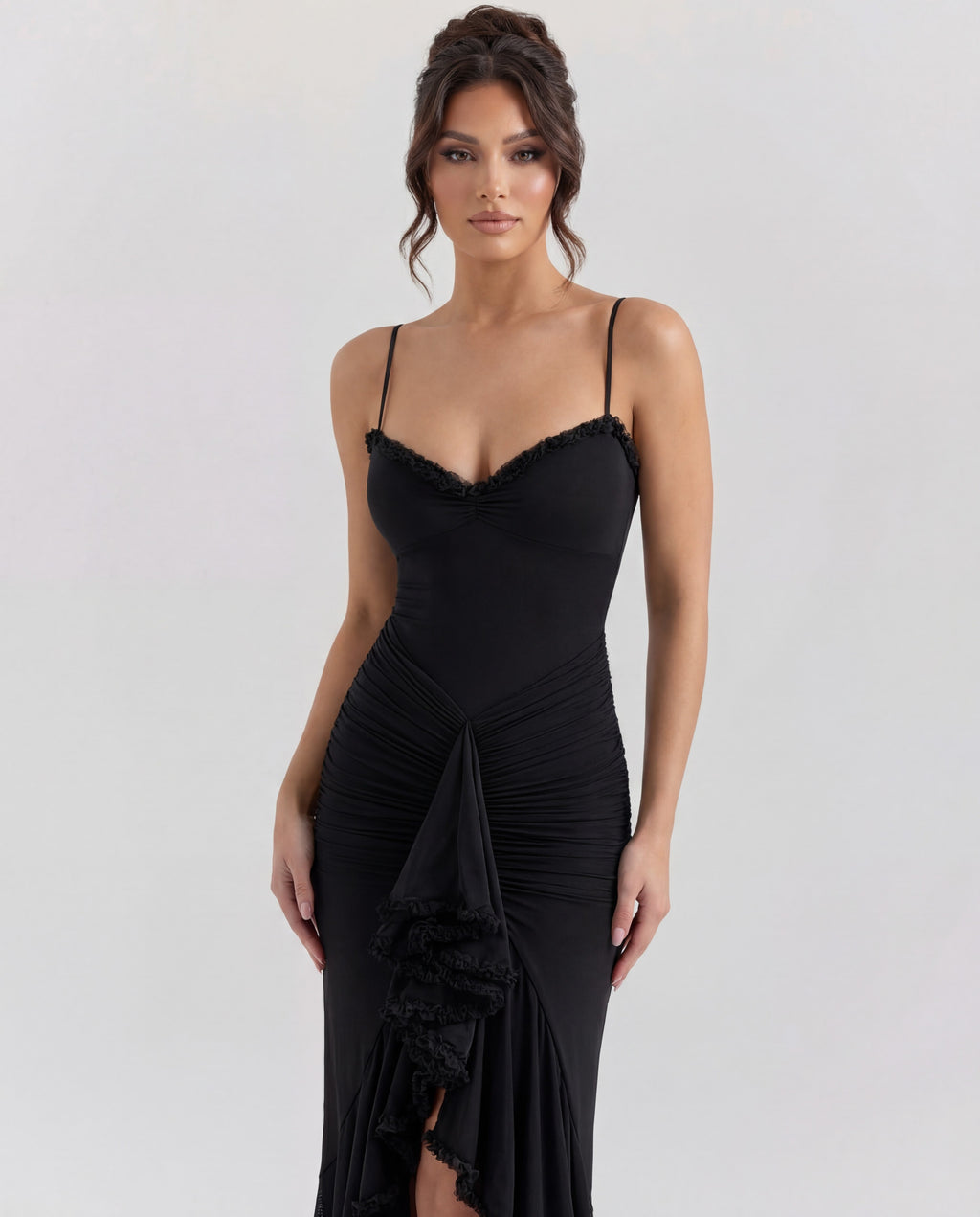 Cascading Ruffle Maxi Dress Women UK – Wedding Guest Evening Gown, Formal Occasion