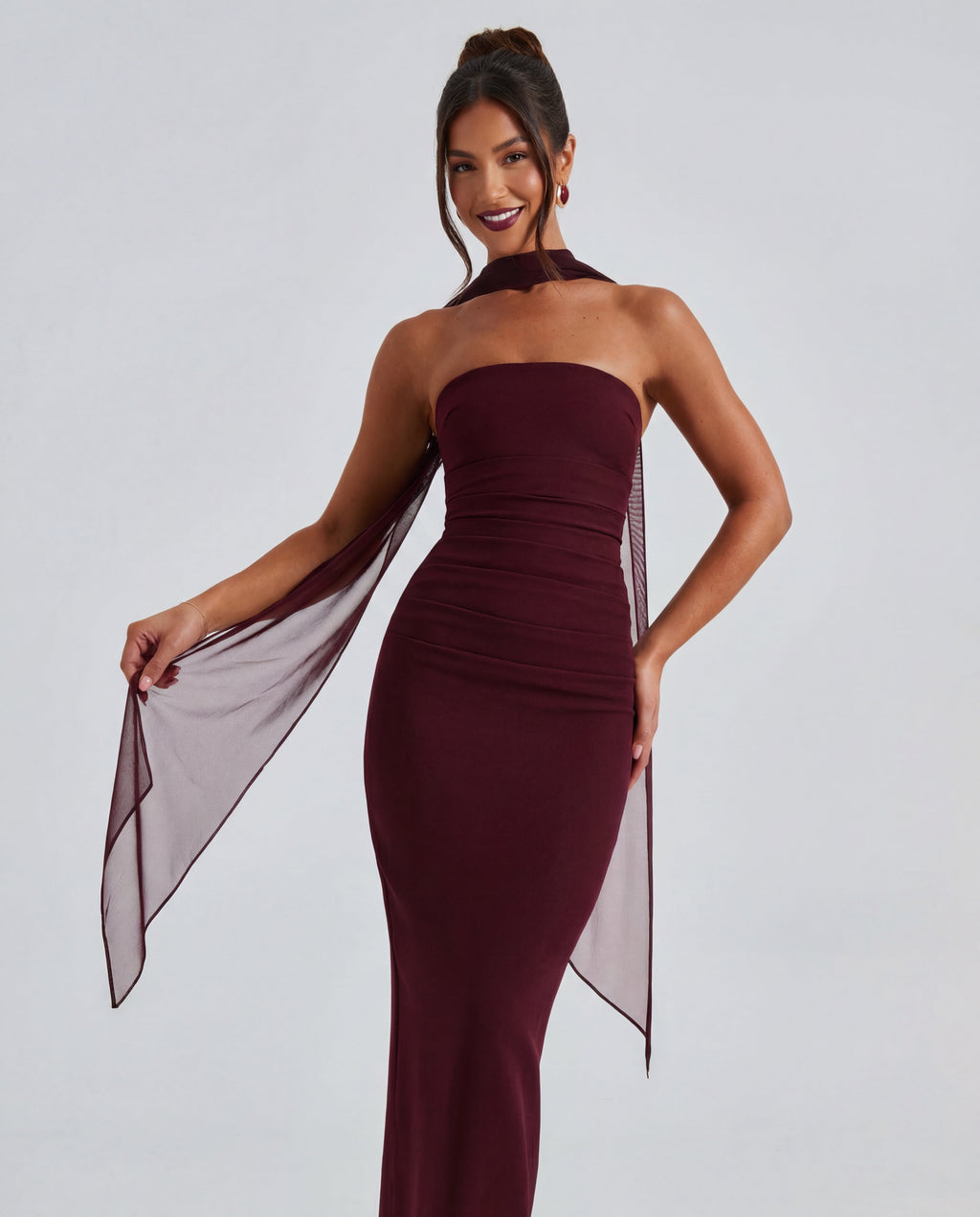 Non-Stretch Crepe Strapless Maxi Dress Women UK – Evening Gown, Cocktail Event